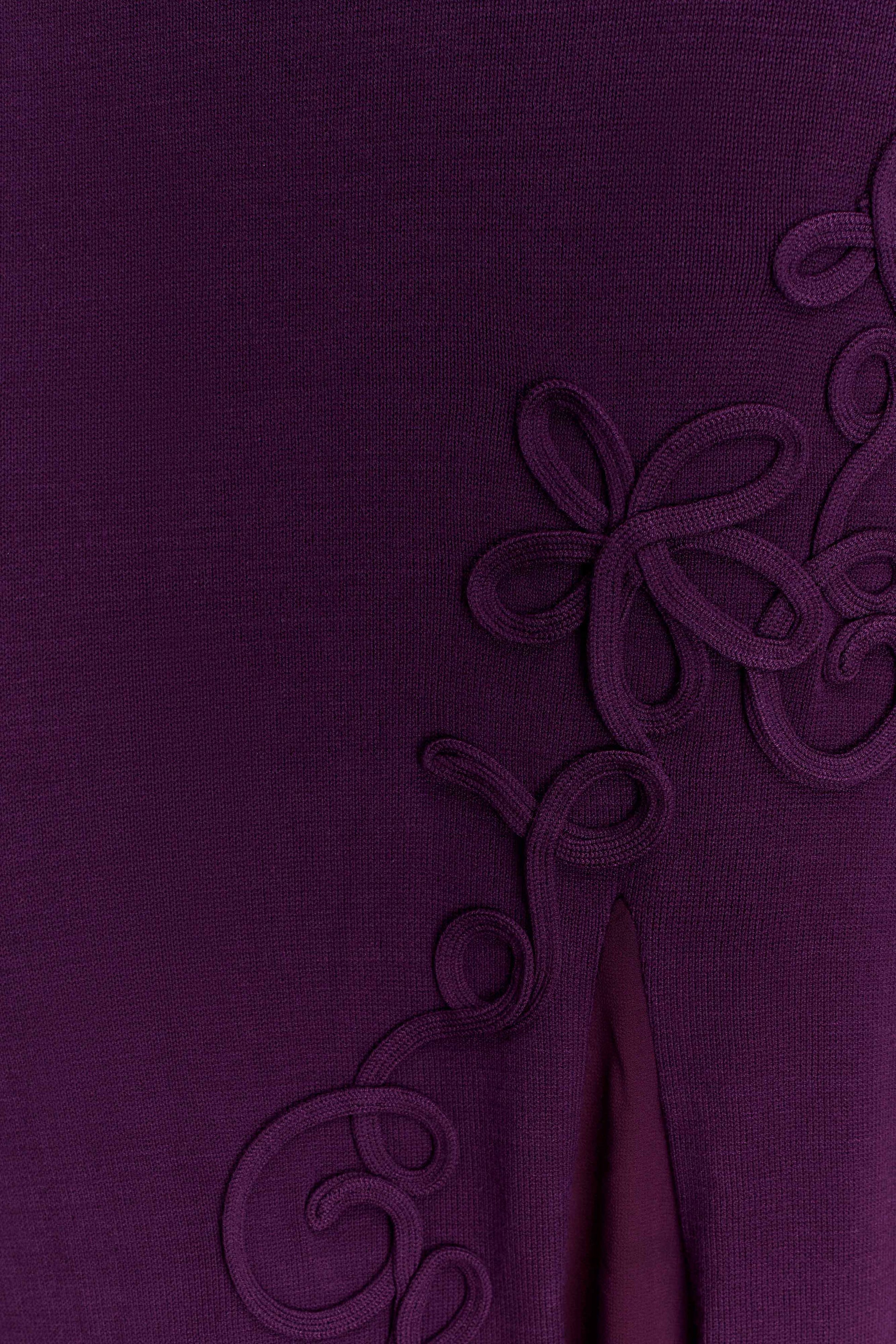 Nesta Embroidery Off Shoulder Knit Dress - Plum #4