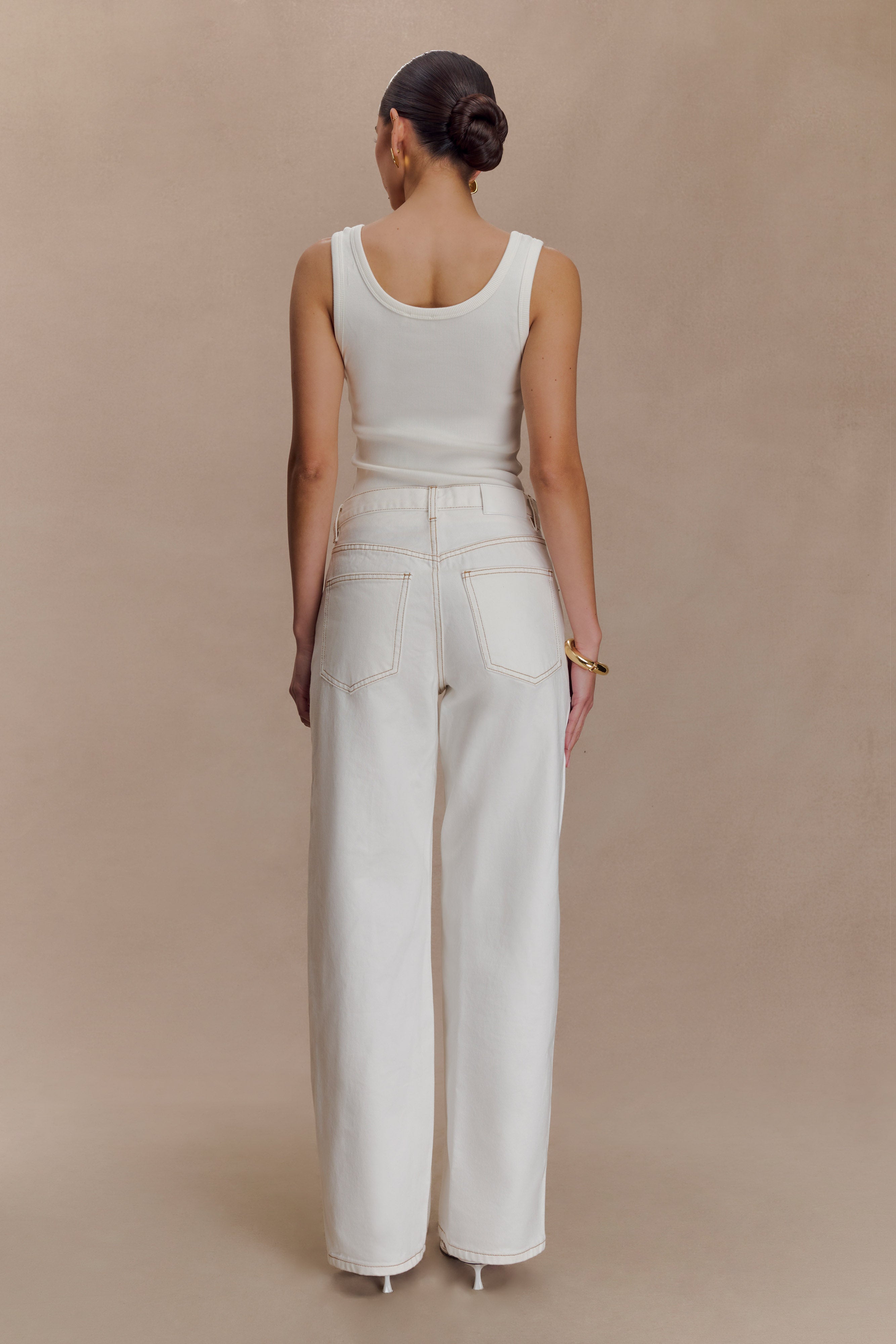 Maeva Scoop Tank Top - Ivory | MESHKI