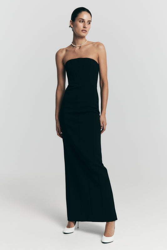 Kalila Strapless Crepe Maxi Dress - Black