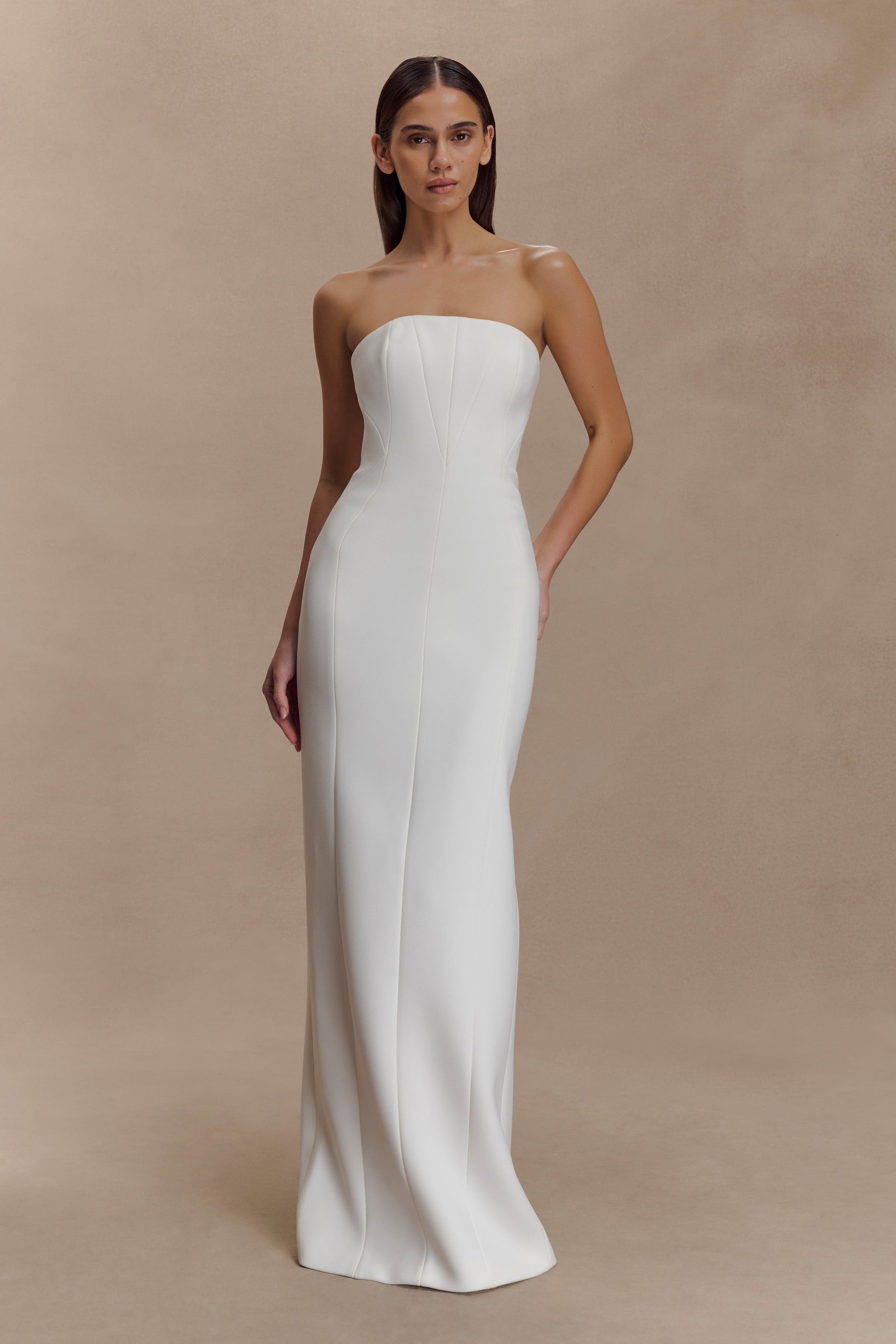 Kalila Strapless Crepe Maxi Dress - White #7