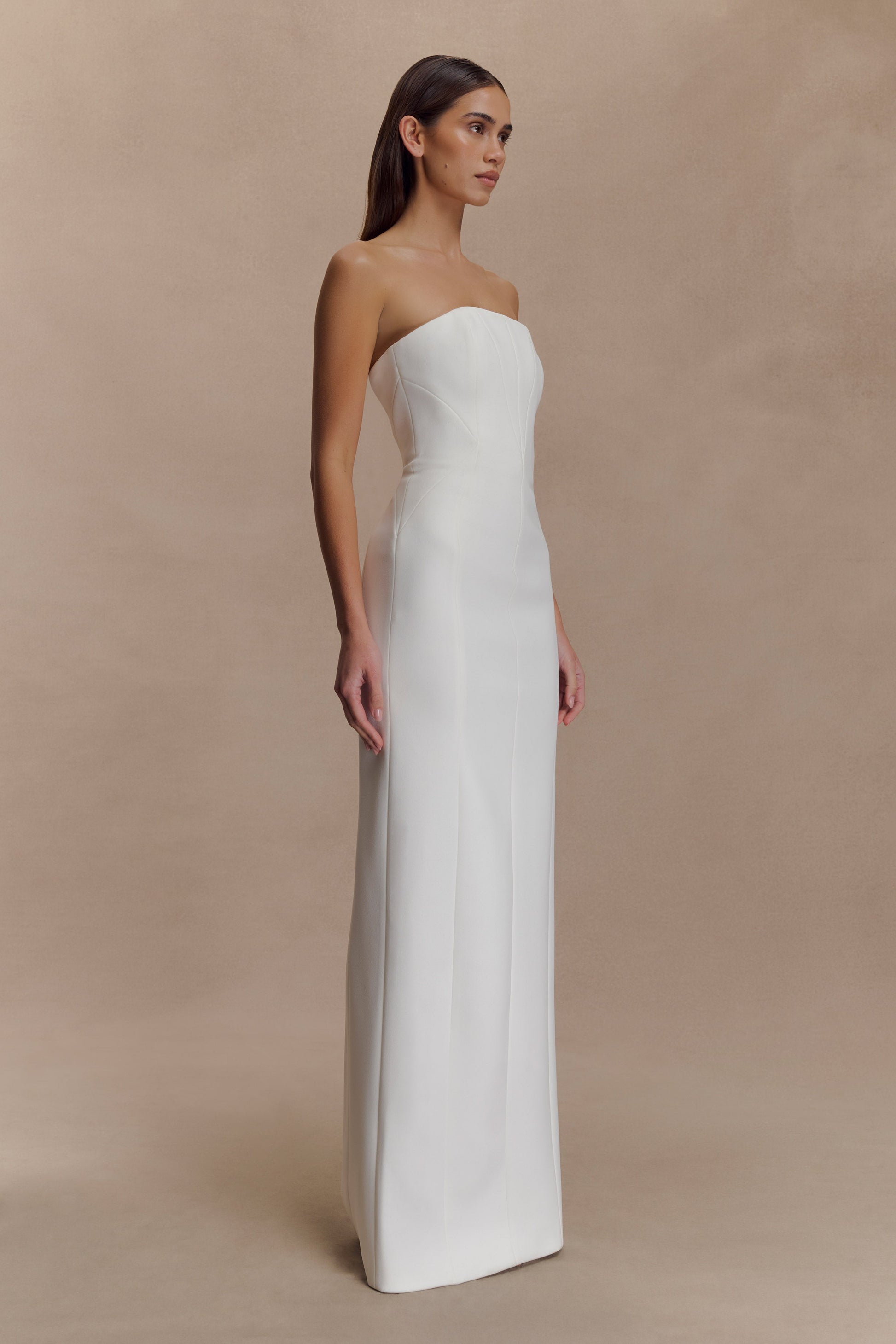 Kalila Strapless Crepe Maxi Dress - White #5