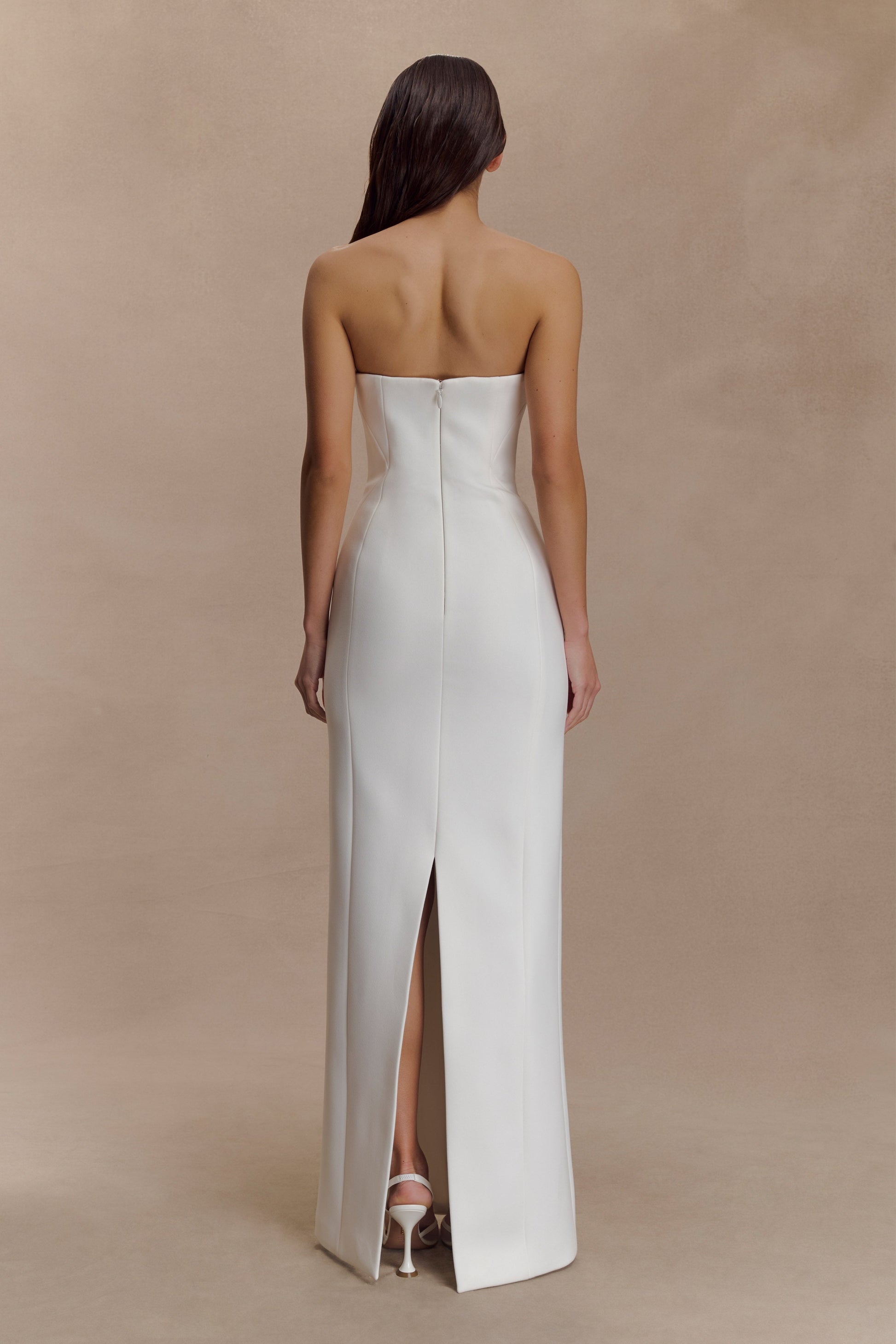 Kalila Strapless Crepe Maxi Dress - White #4