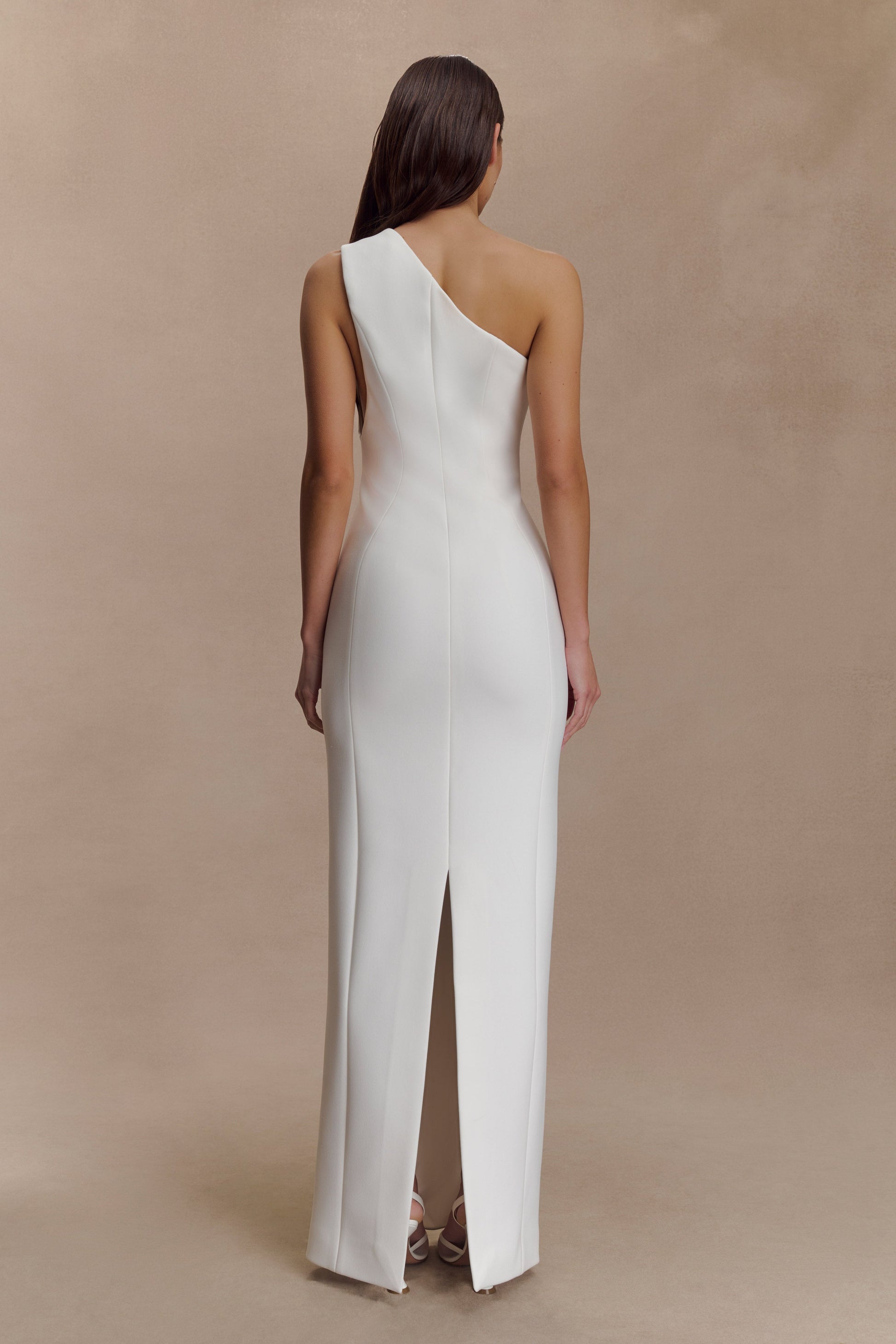 Milena One Shoulder Crepe Maxi Dress - White #2