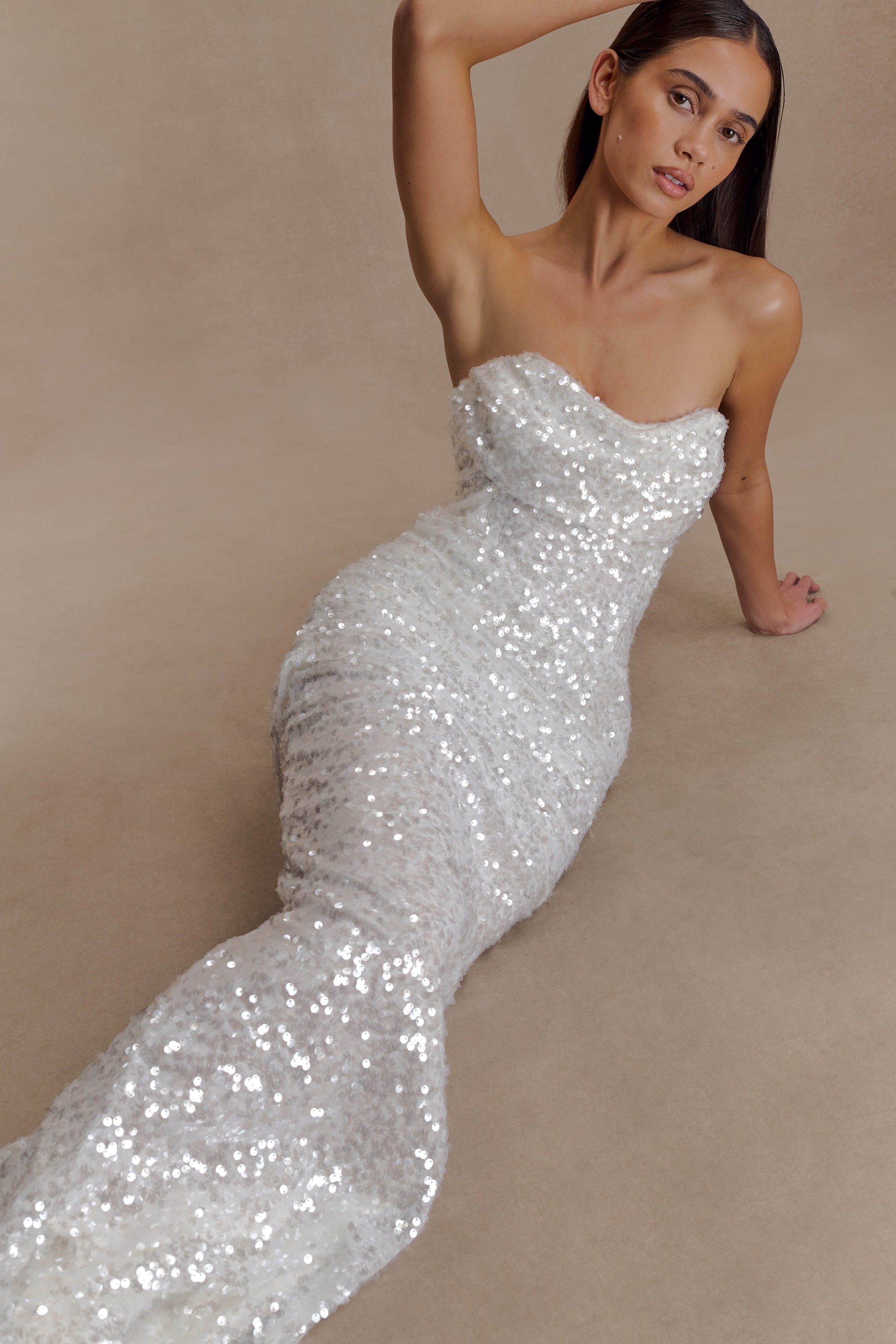 Nala Strapless Sequin Maxi Dress - Ivory #9