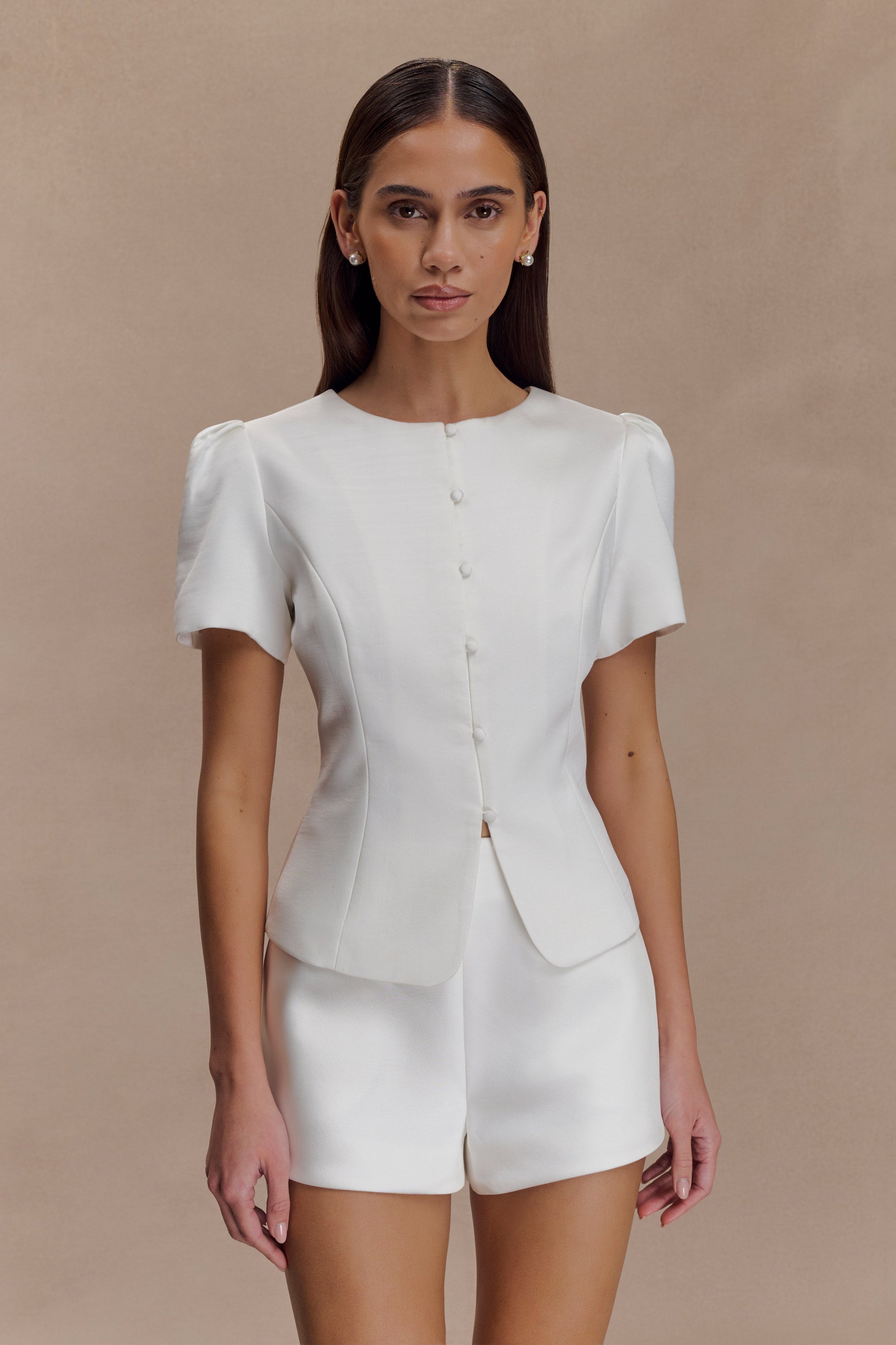 Anne Satin Mini Short - White #5