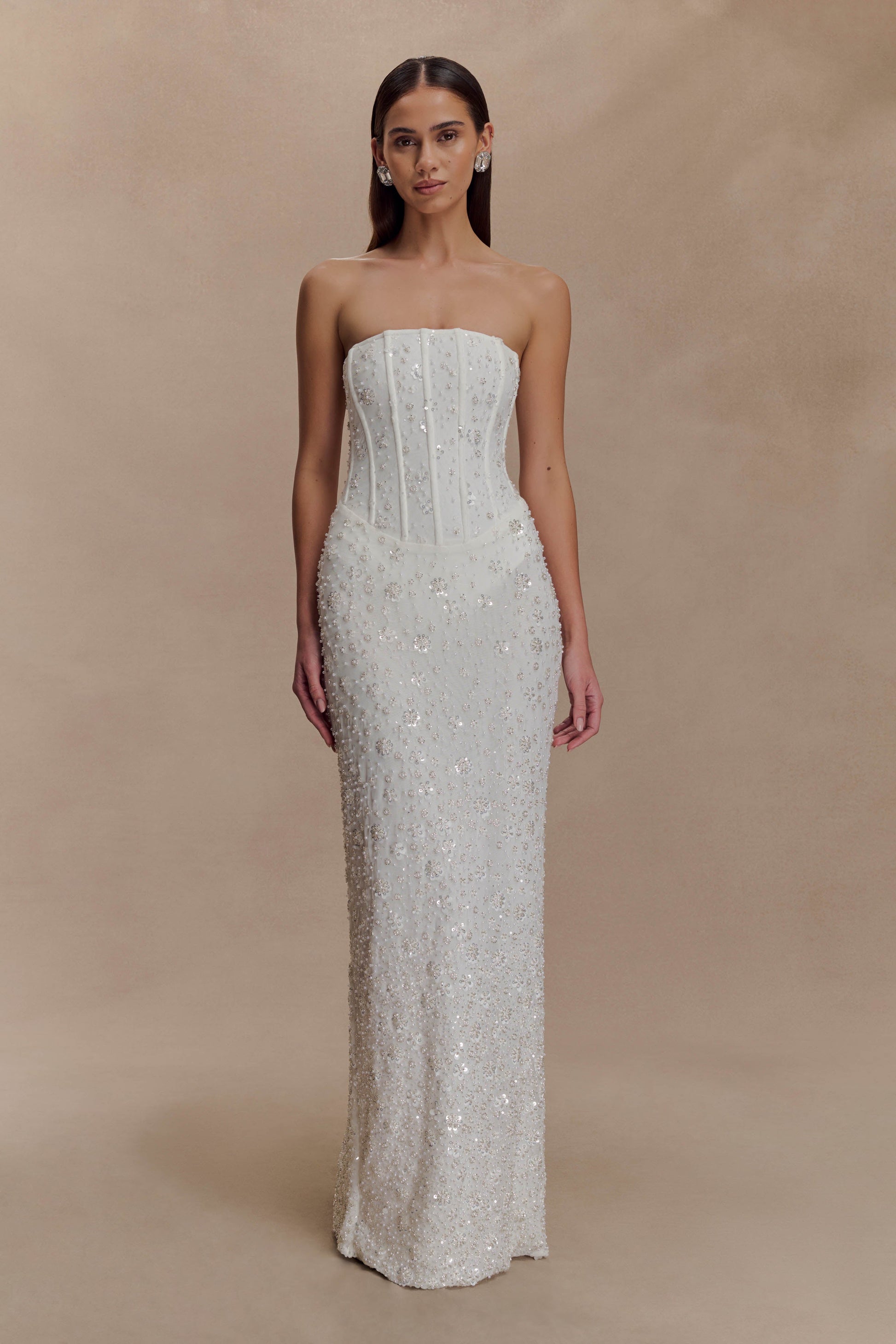 Gemma Strapless Embellished Maxi Dress - Ivory #3