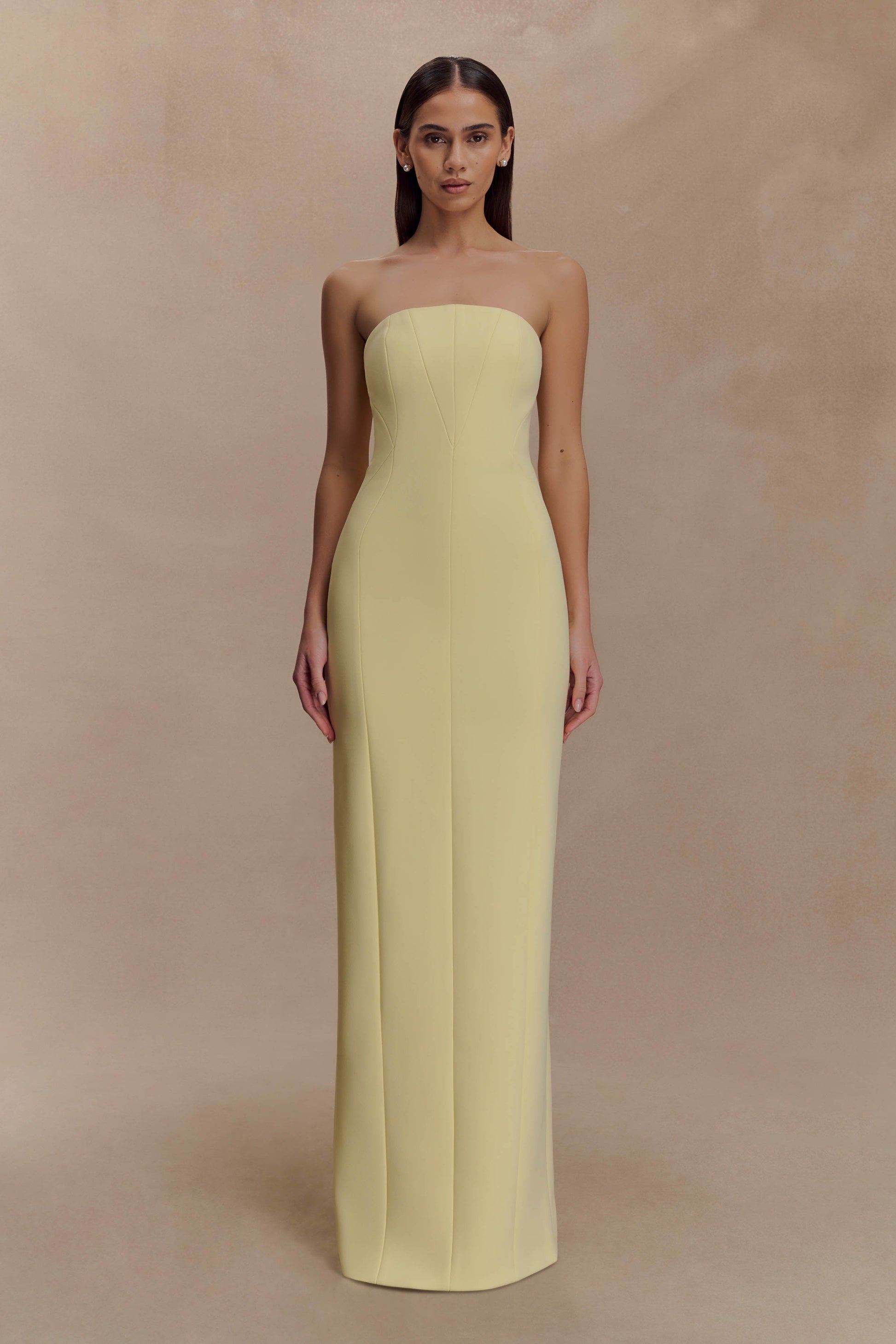 Kalila Strapless Crepe Maxi Dress - Lemon #2