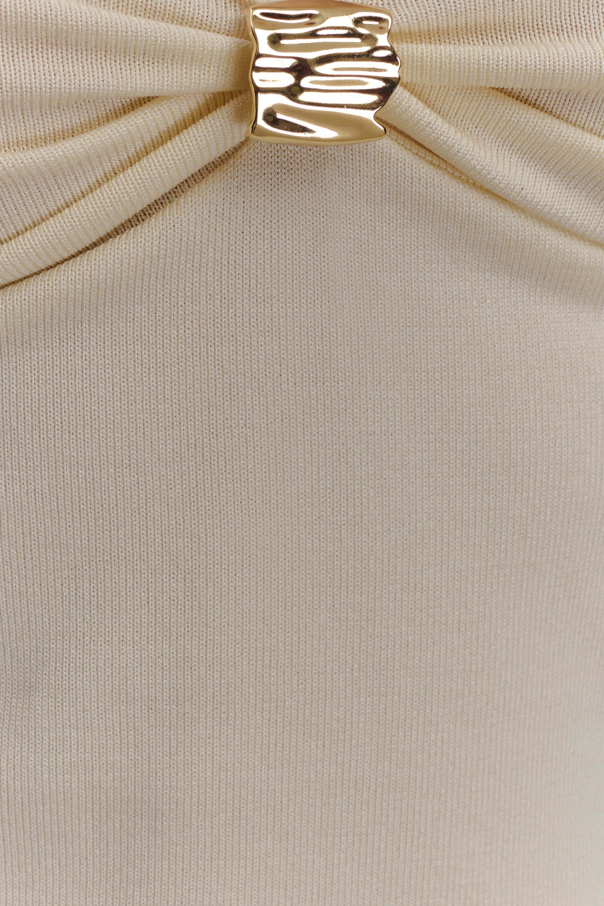 Miraby Front Ruched Knit Long Sleeve Top - Ivory #6