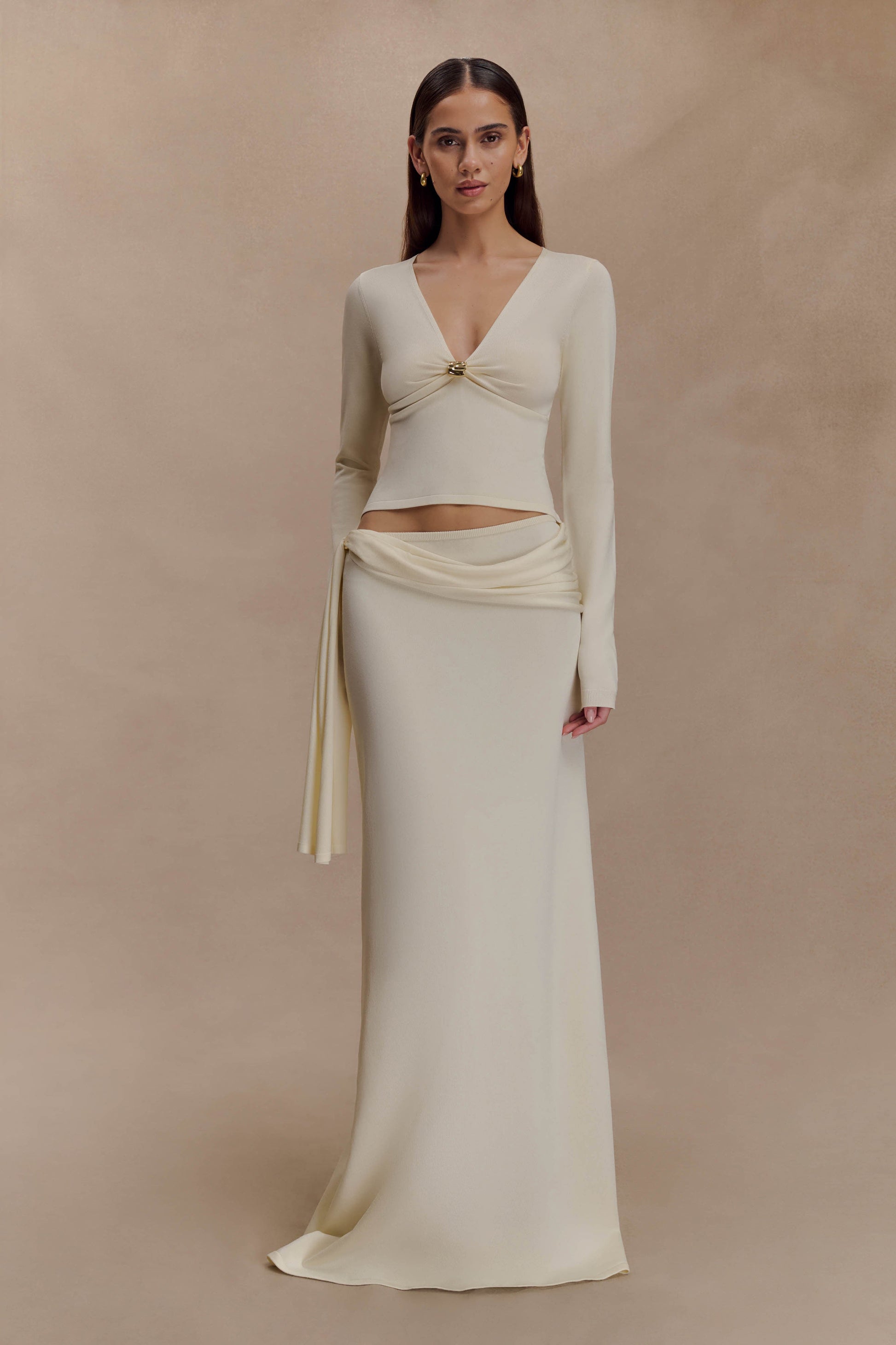 Bowie Low Rise Knit Maxi Skirt - Ivory #6
