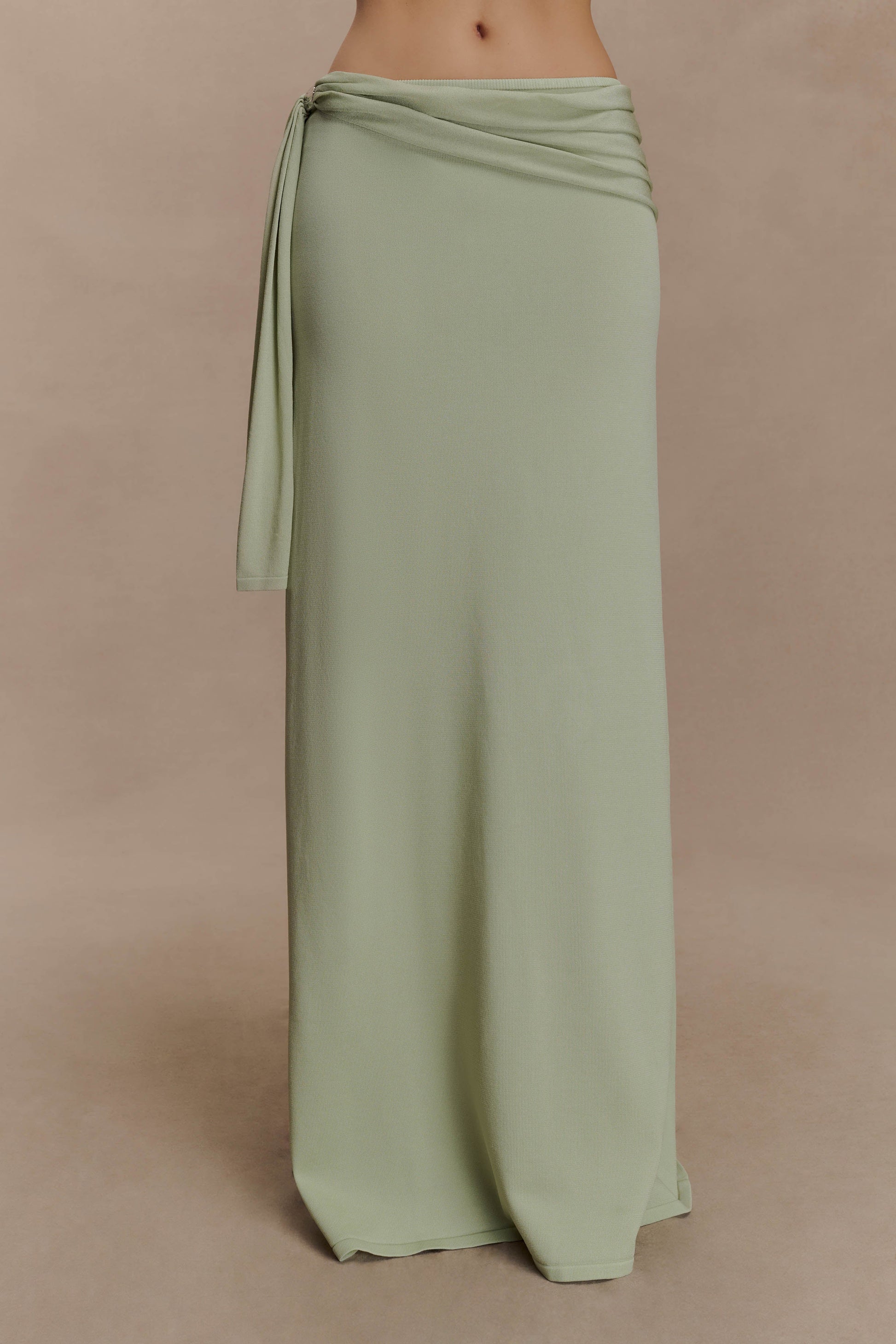 Bowie Low Rise Knit Maxi Skirt - Pastel Green #3