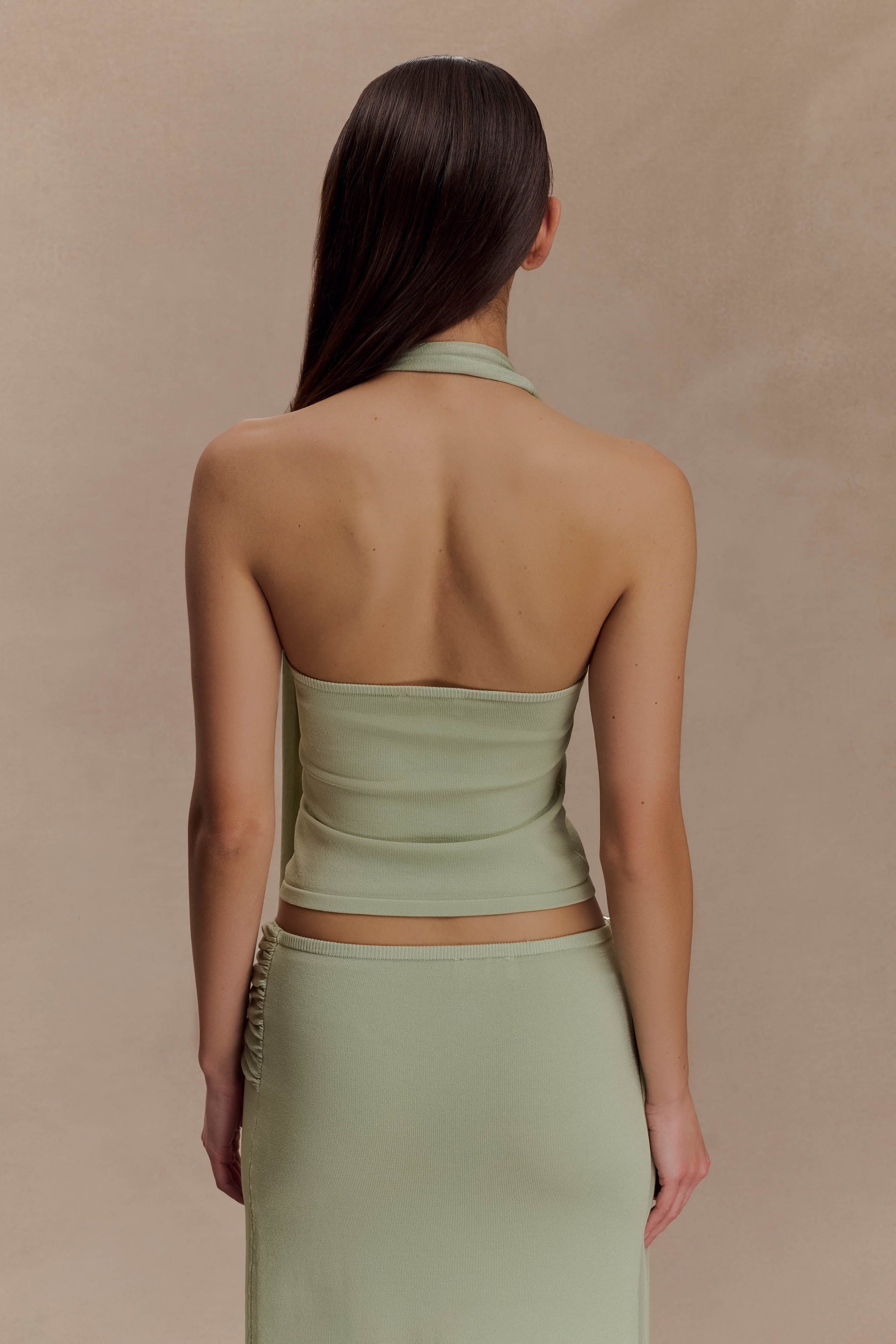 Xanthia Knit Halter Top - Pastel Green #2