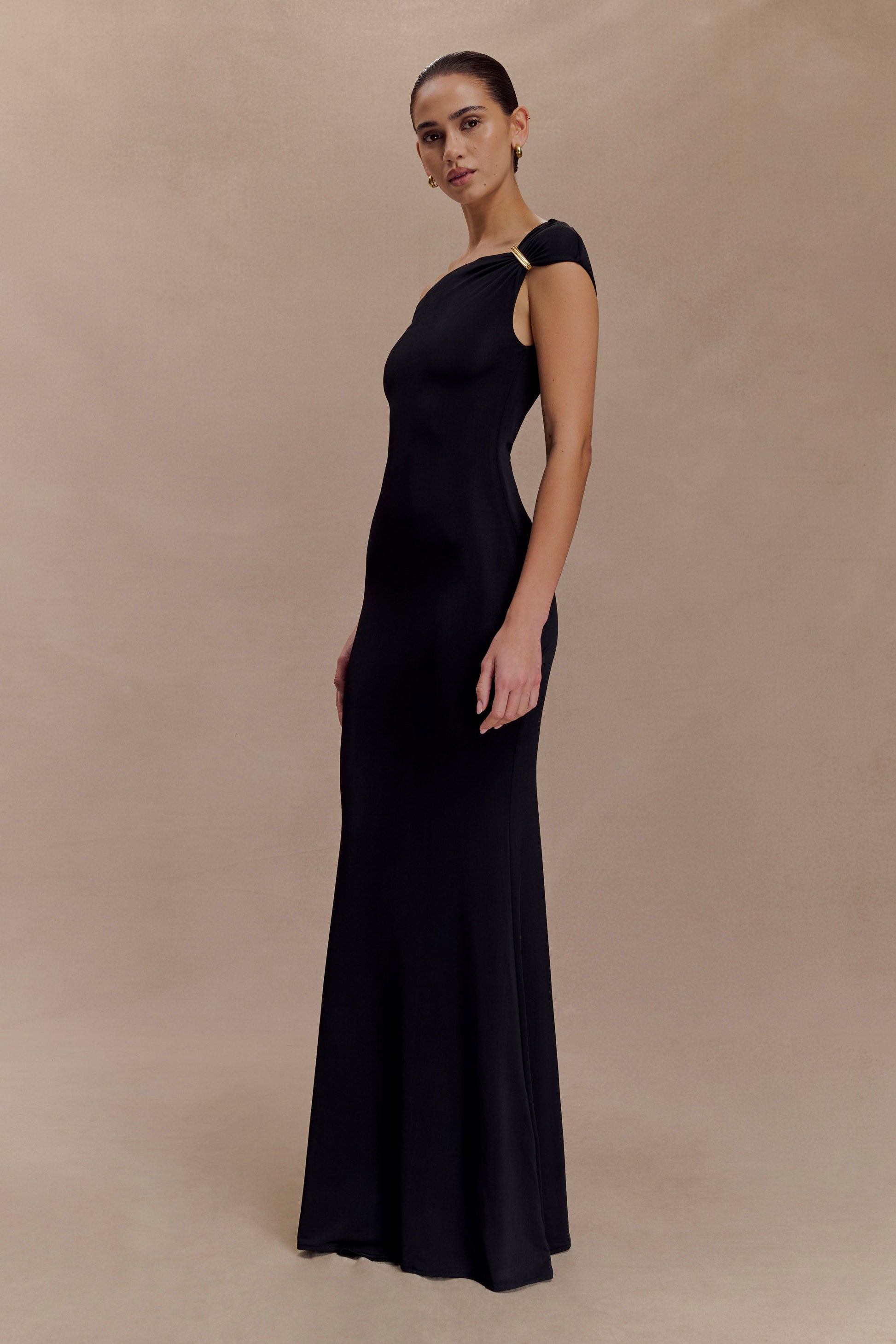 Kinsley Slinky Maxi Dress With Hardware - Black #4