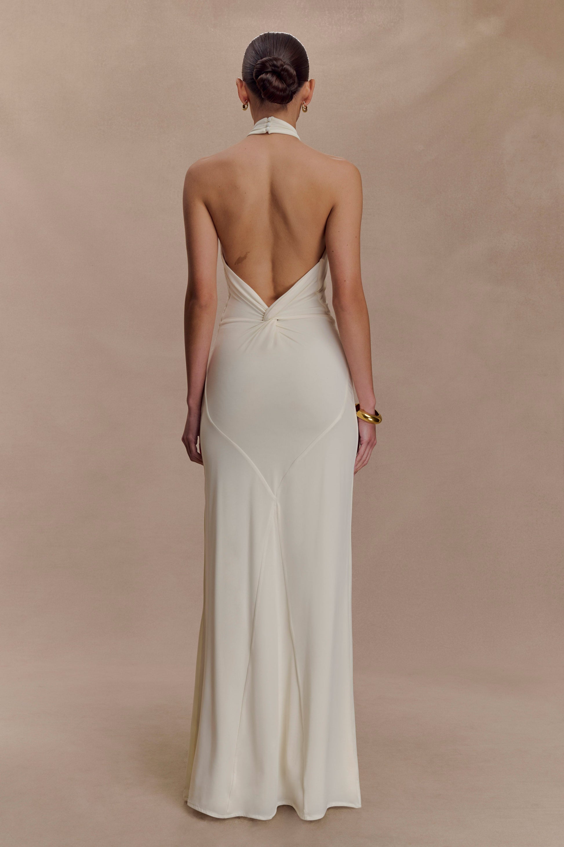 Elyna Slinky Halter Maxi Dress - Ivory #2