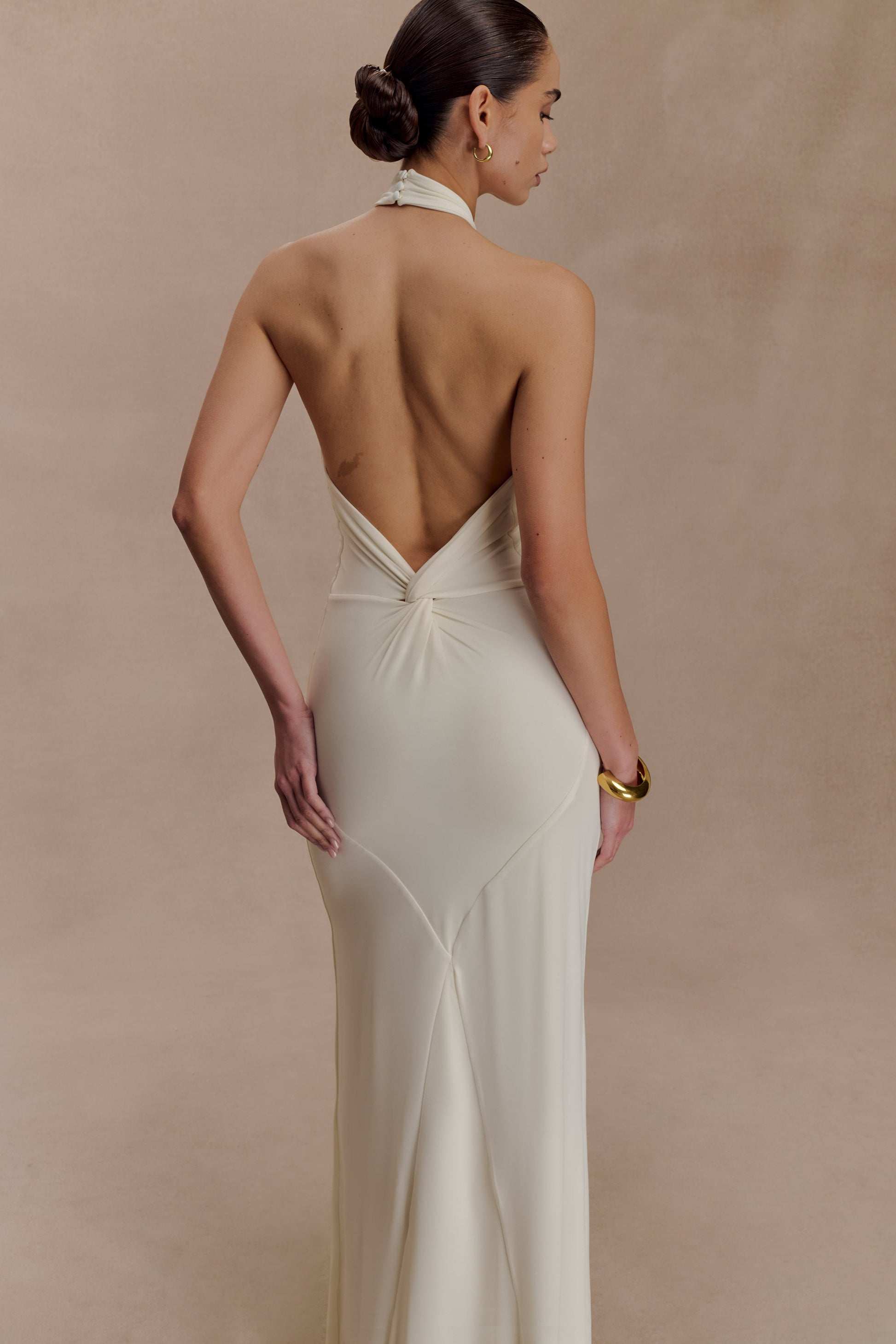 Elyna Slinky Halter Maxi Dress - Ivory #3