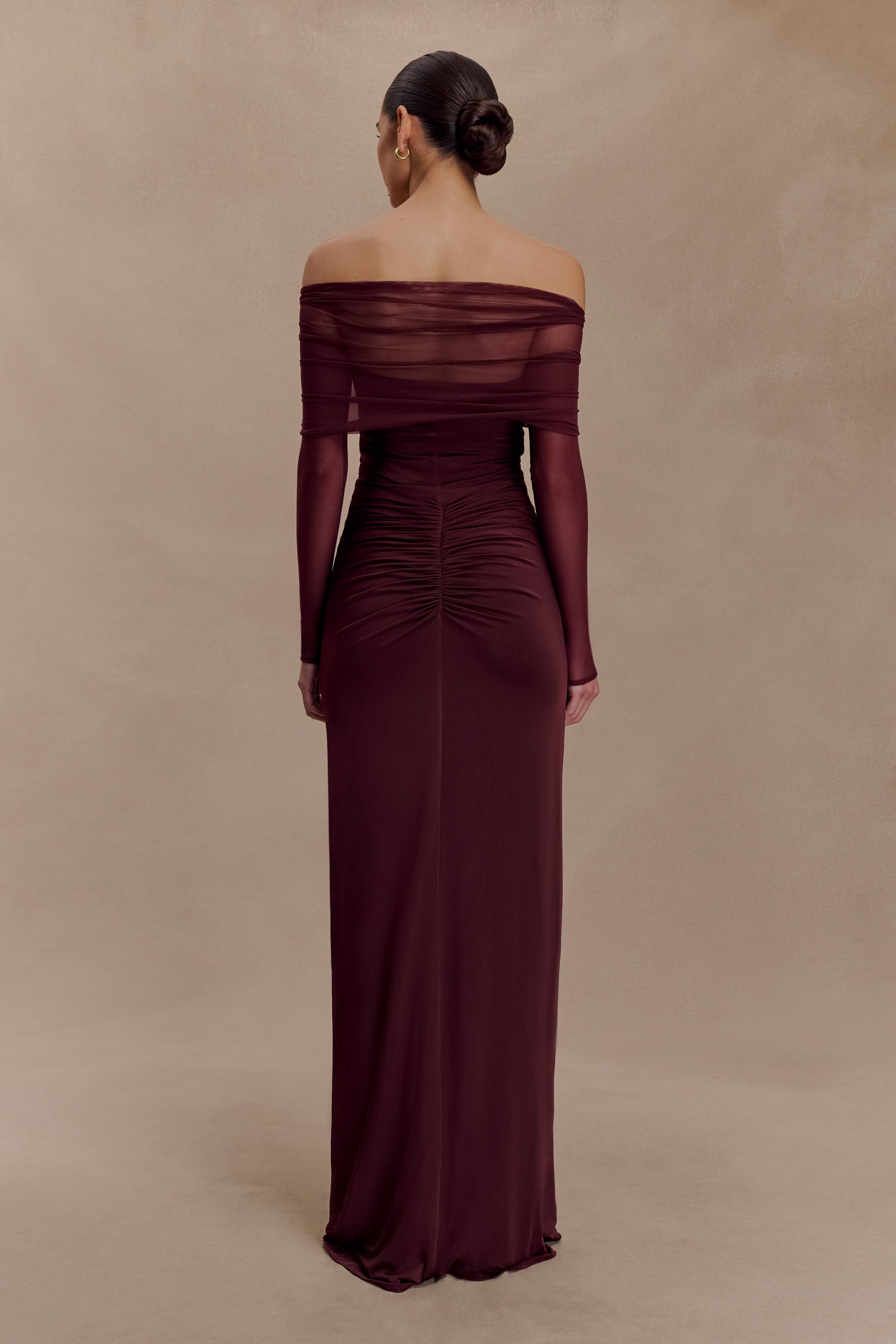 Rafaella Slinky And Mesh Maxi Dress - Mahogany #2