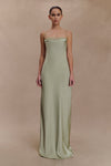 Isadora Lace & Satin Maxi Dress - Sage