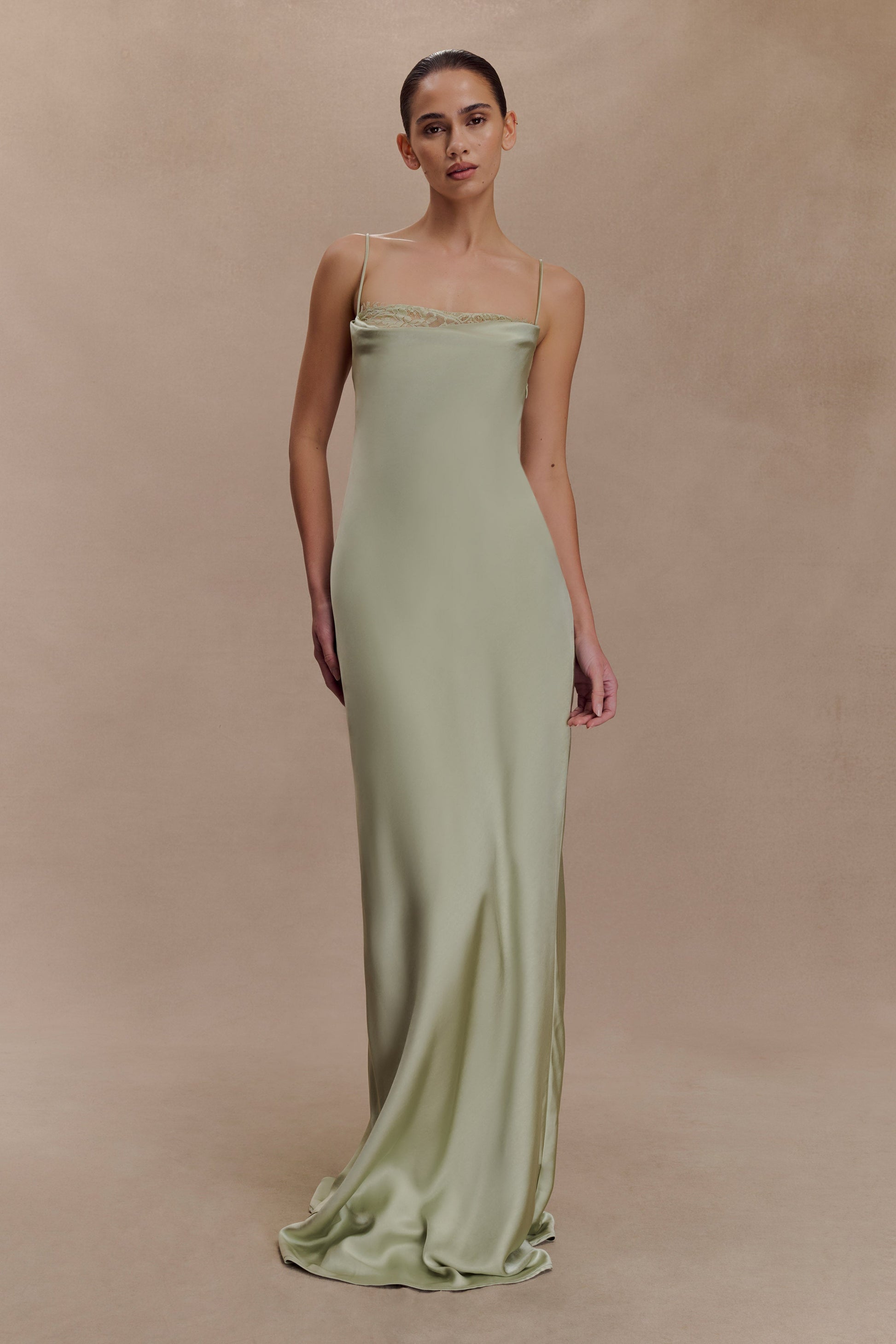 Isadora Lace & Satin Maxi Dress - Sage #4