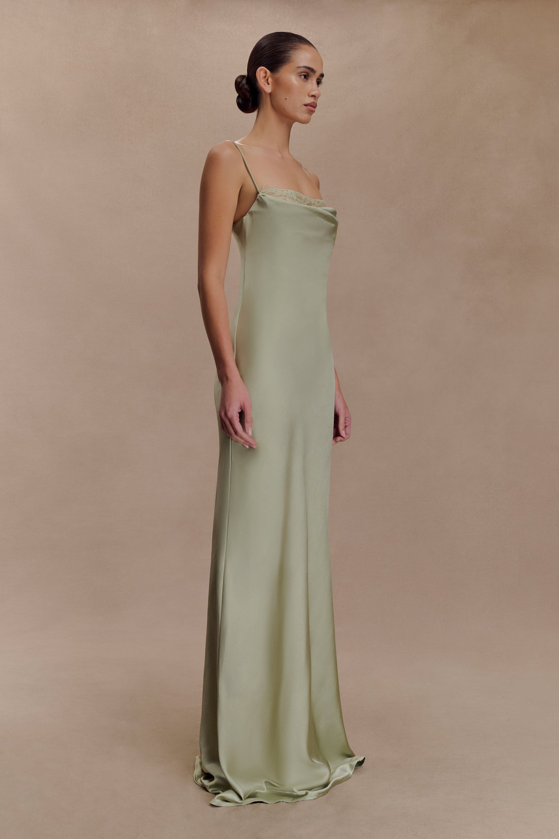 Isadora Lace & Satin Maxi Dress - Sage #5
