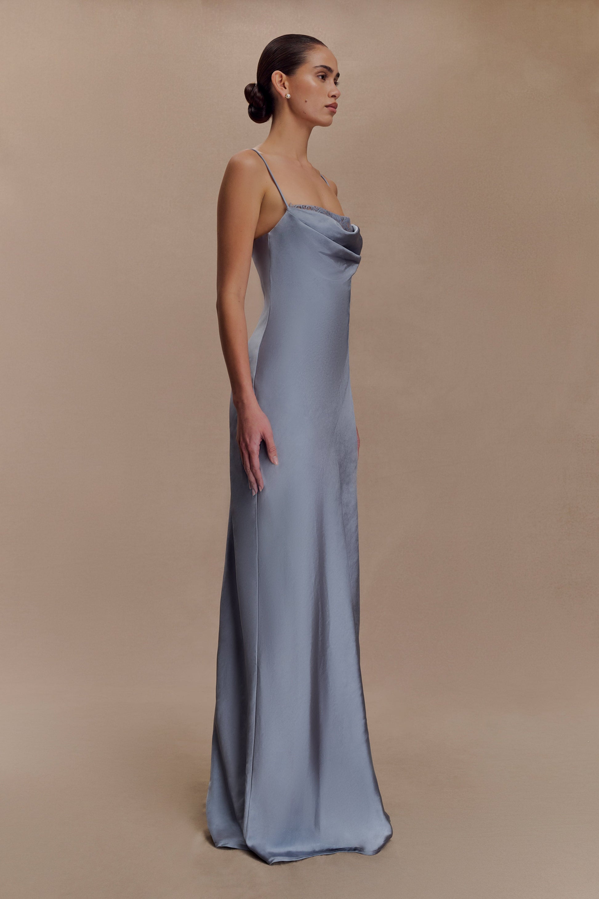 Isadora Lace & Satin Maxi Dress - Frosted Blue #3