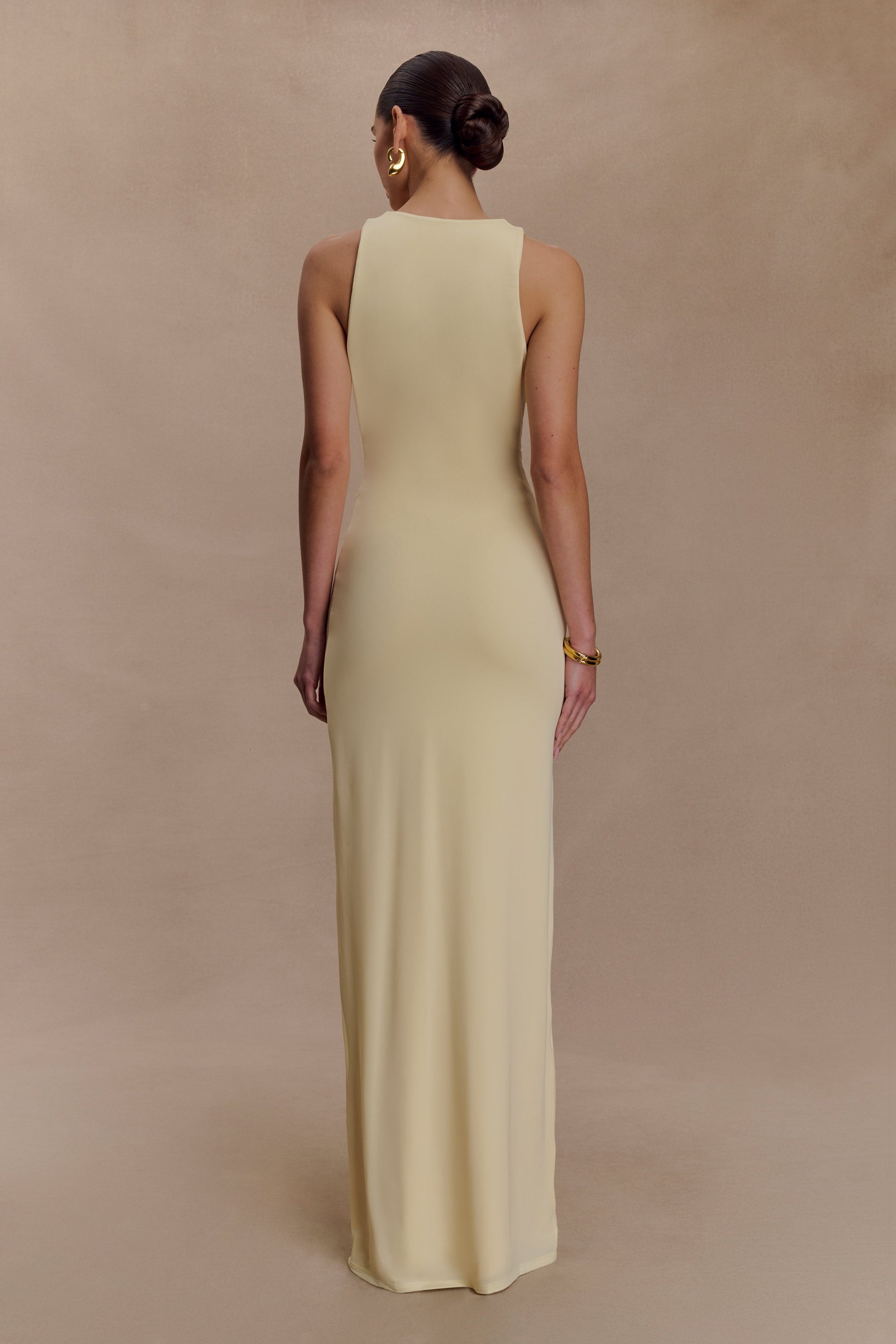 Stella Draped Slinky Maxi Dress - Pale Lemon #2