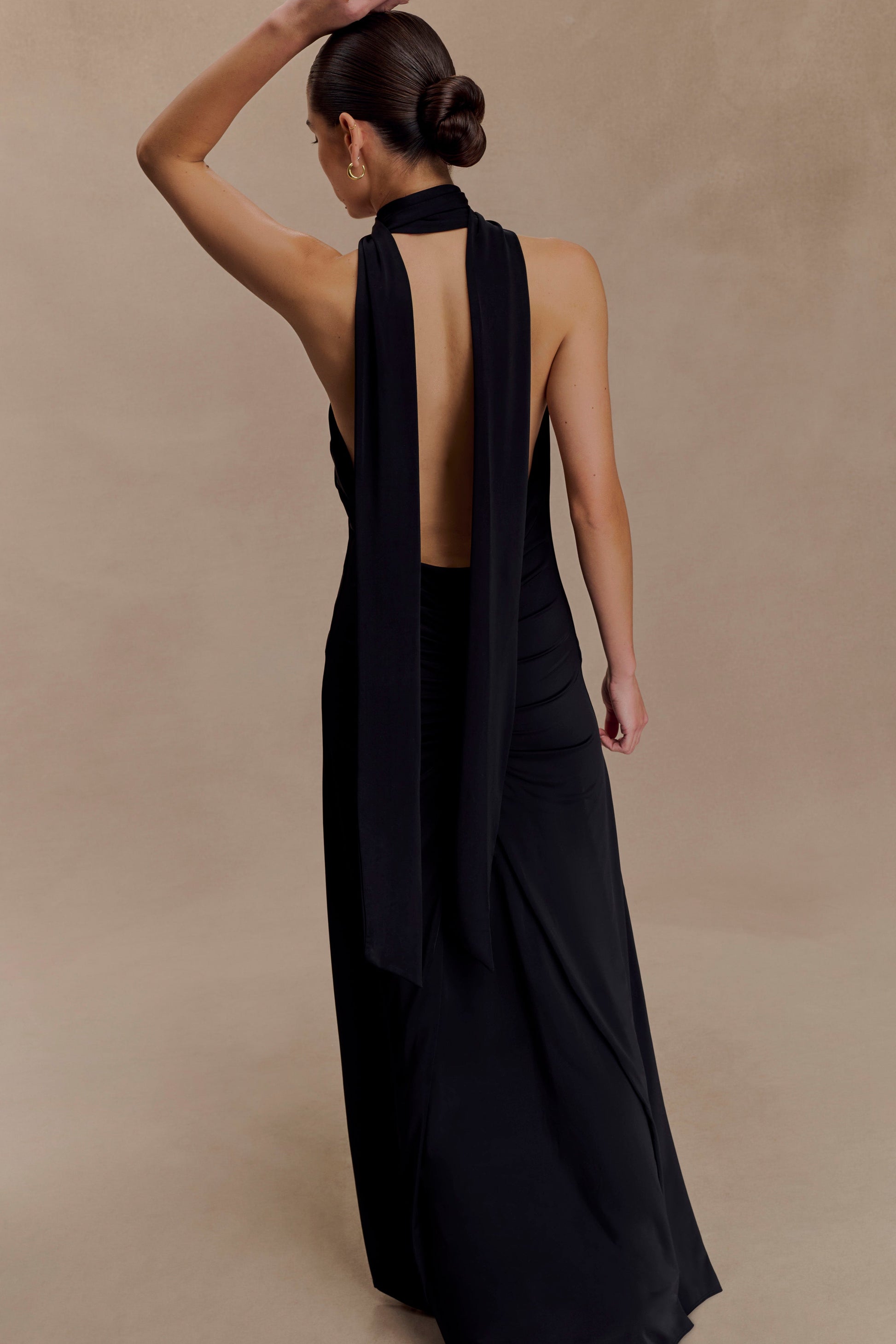 Juliet Slinky Maxi Dress With Scarf - Black #3