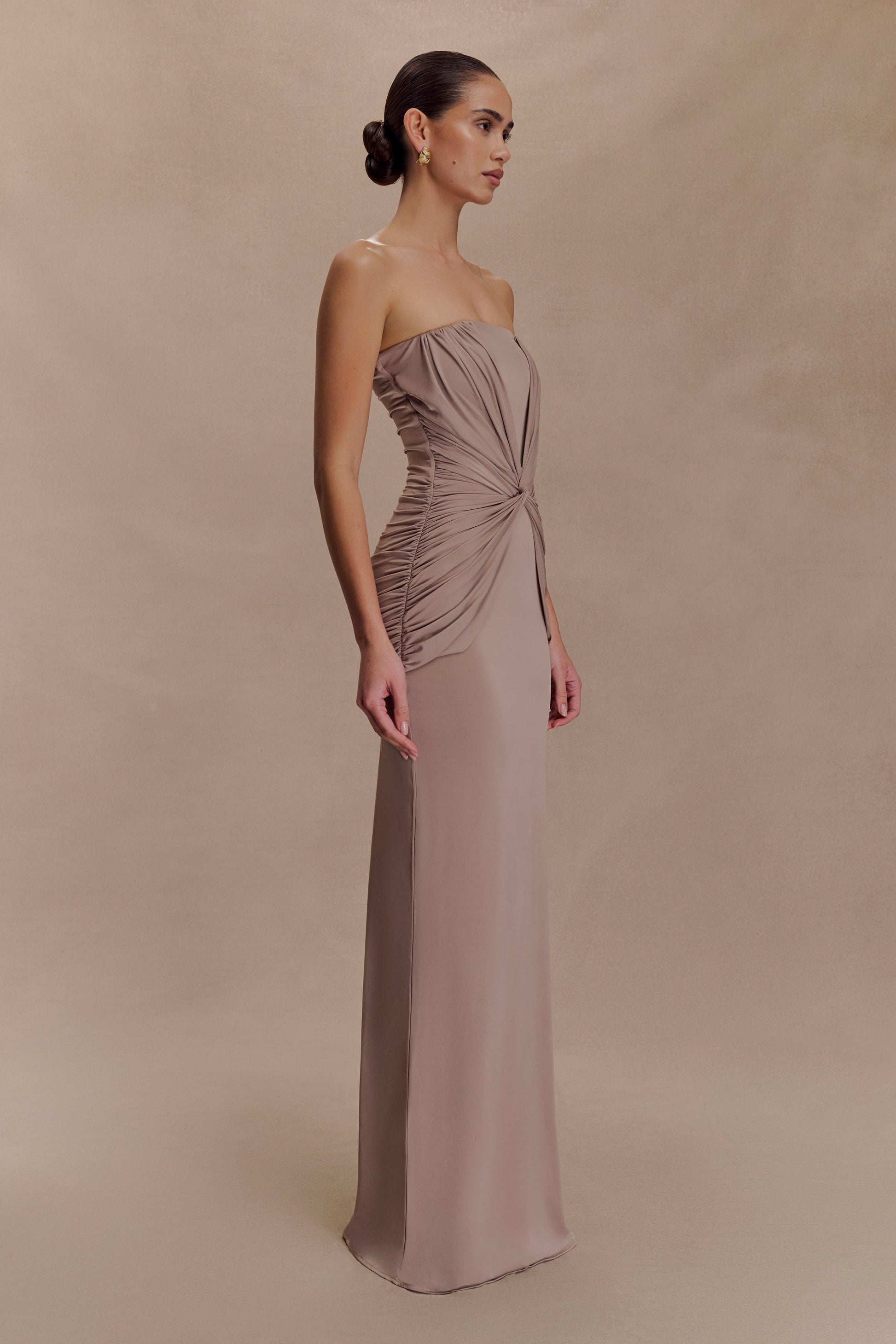 Mirren Strapless Slinky Maxi Dress - Bronze #4