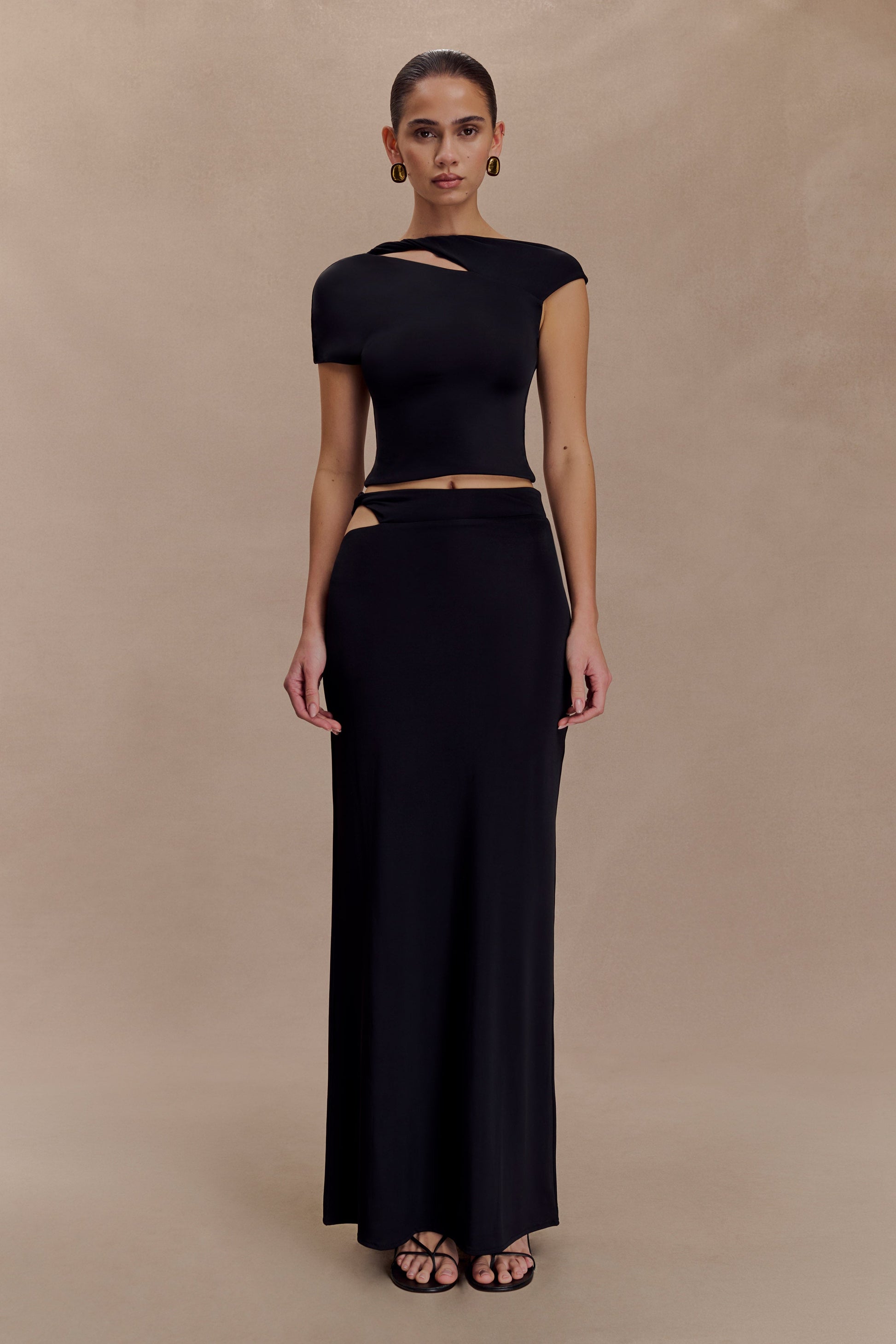 Haven Slinky Twist Midi Skirt - Black #2