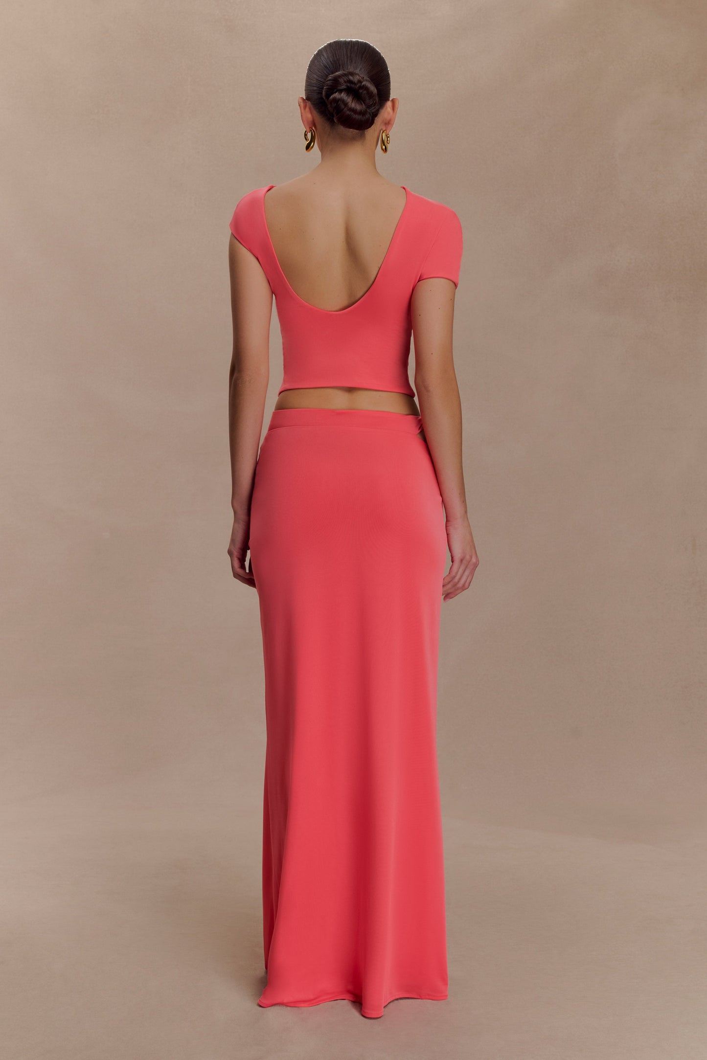 Haven Slinky Twist Midi Skirt - Coral