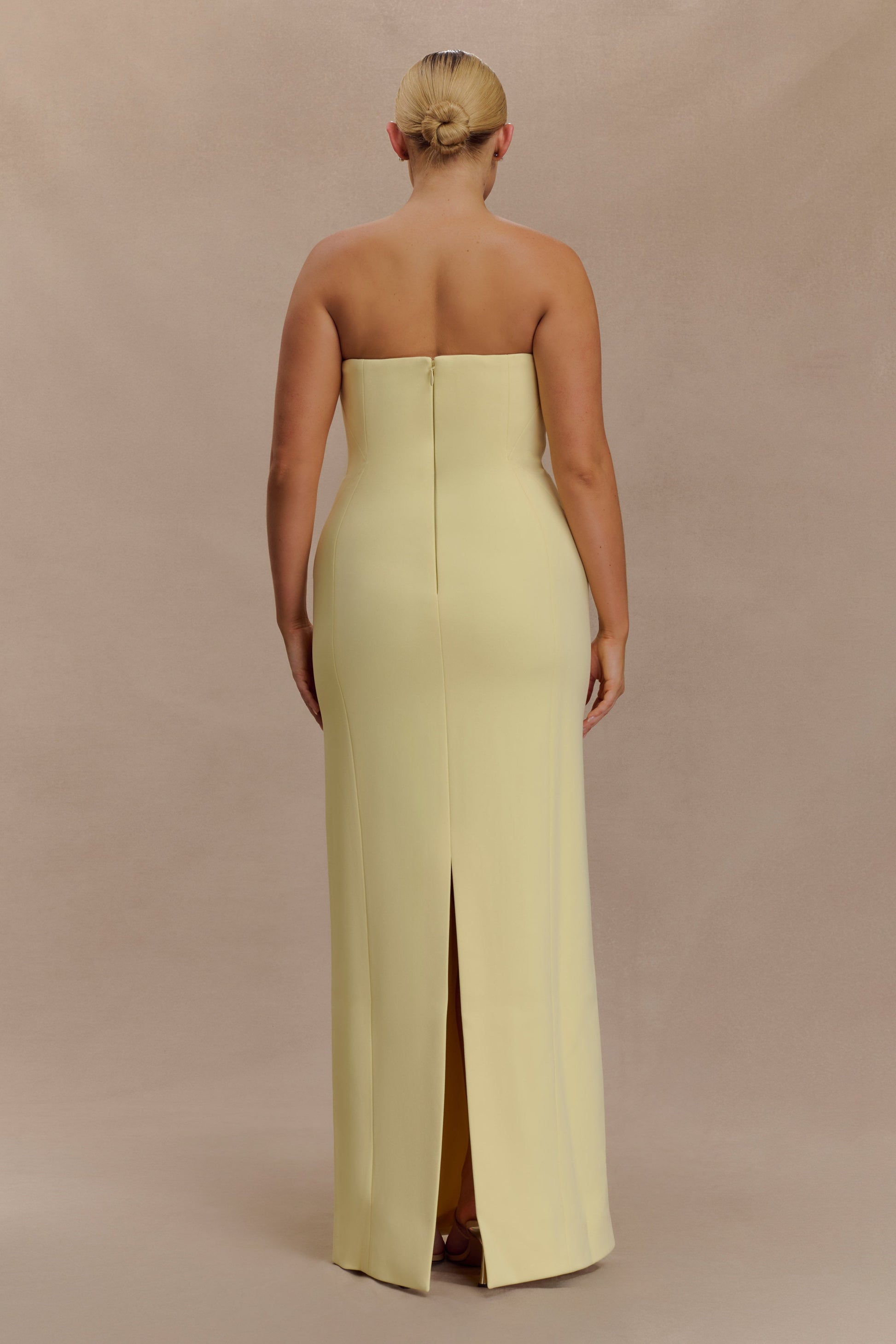 Kalila Strapless Crepe Maxi Dress - Lemon #9
