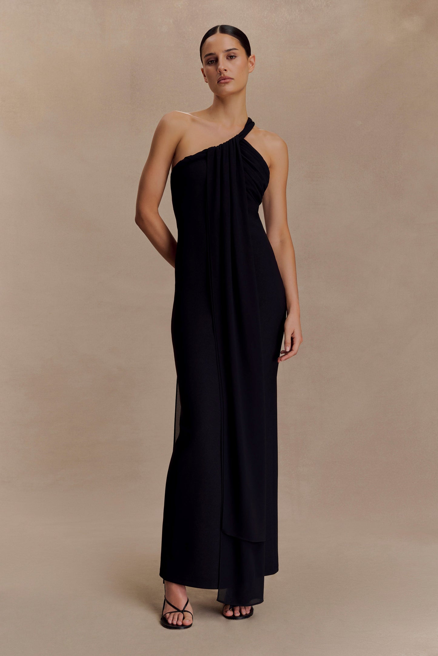 Philippa Knotted Crepe Maxi Dress - Black