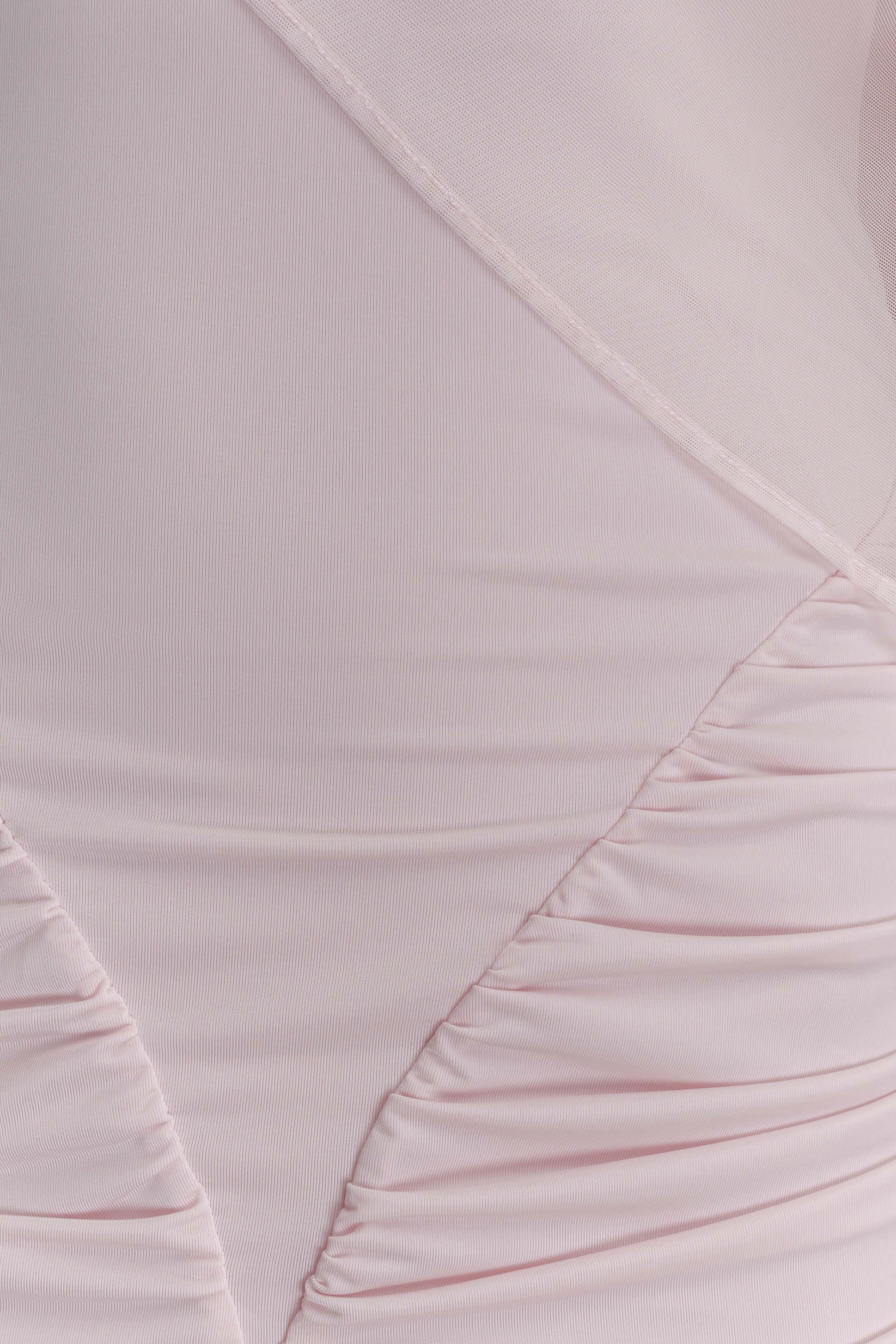 Amandine Ruched Slinky Maxi Dress - Pale Pink #5