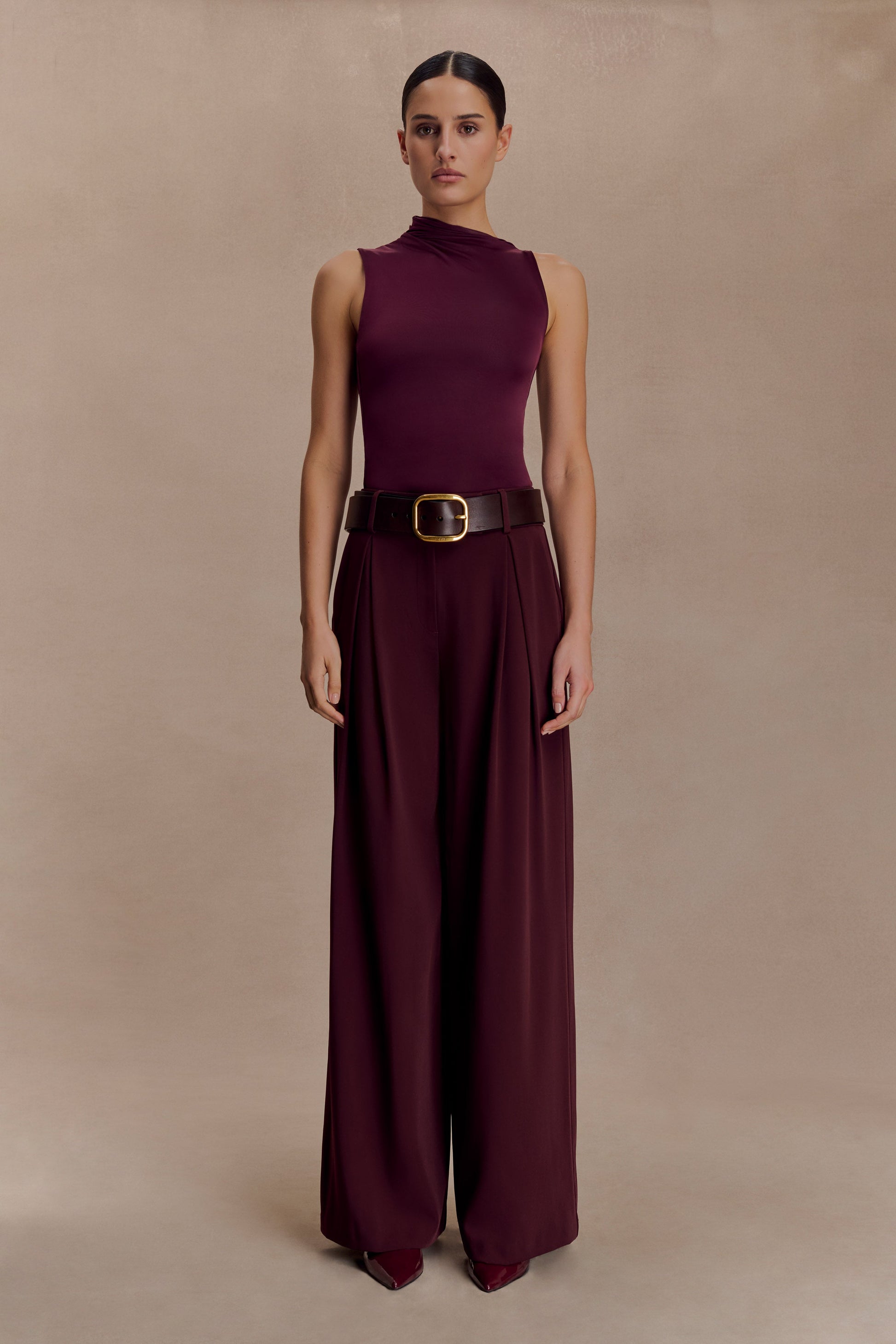 Hadleigh Sleeveless Slinky Top - Burgundy #5