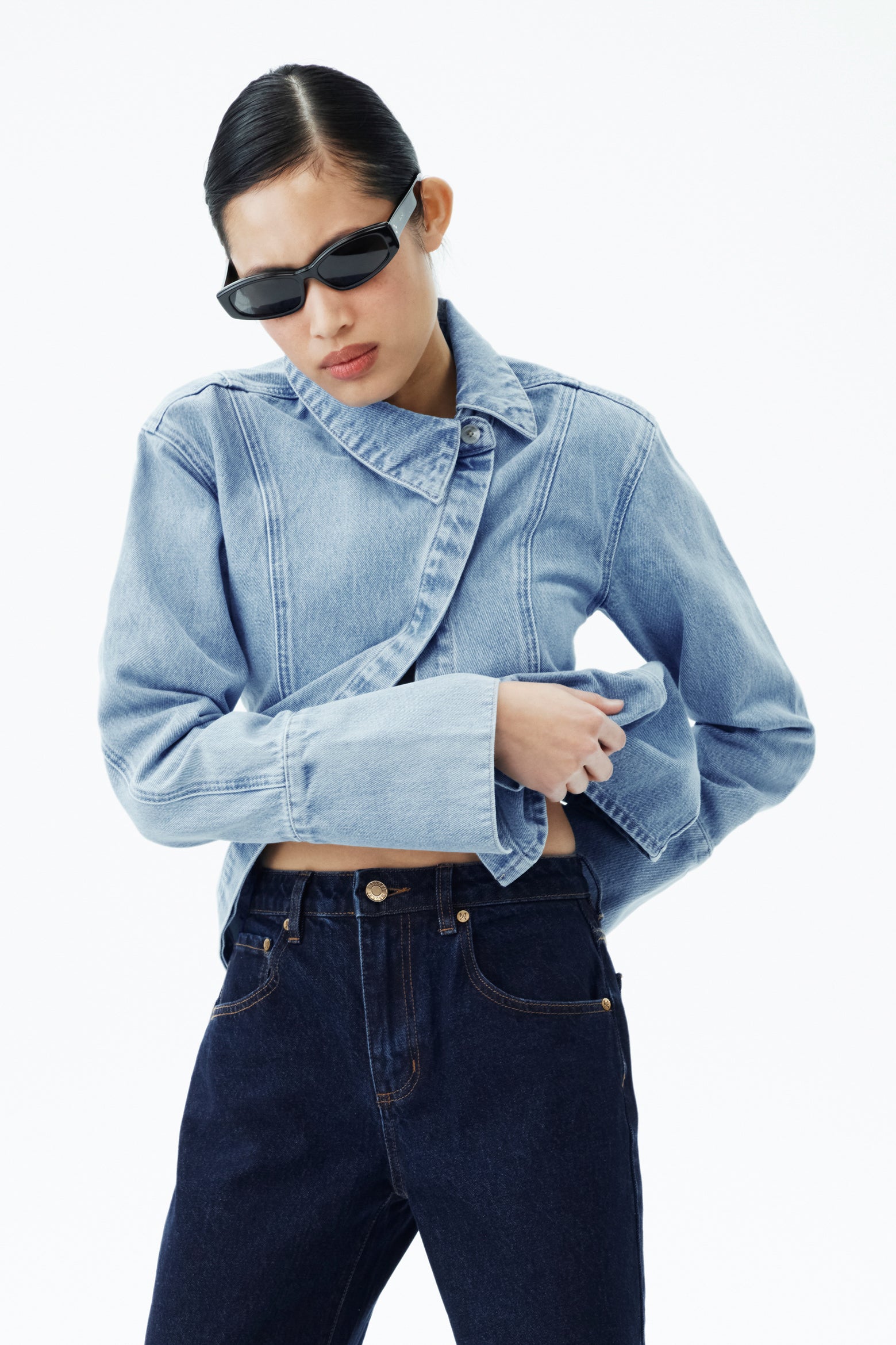 Jericho Asymmetrical Denim Shirt - Classic Blue #3