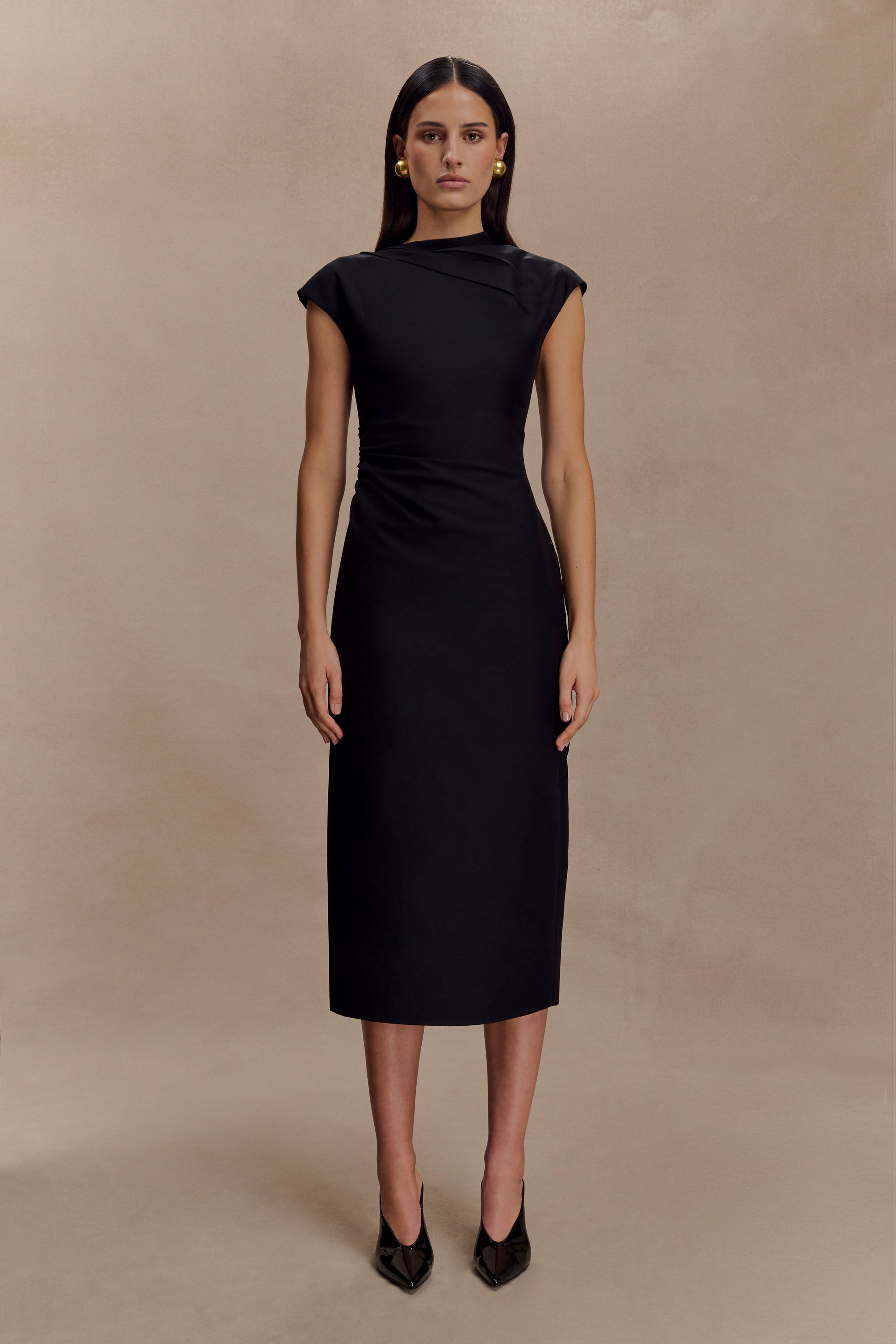 Lorena Cotton Midi Dress - Black