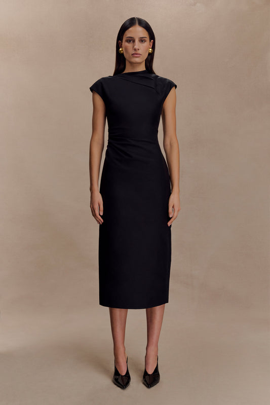 Saphira Shirt Corset Maxi Dress - Black