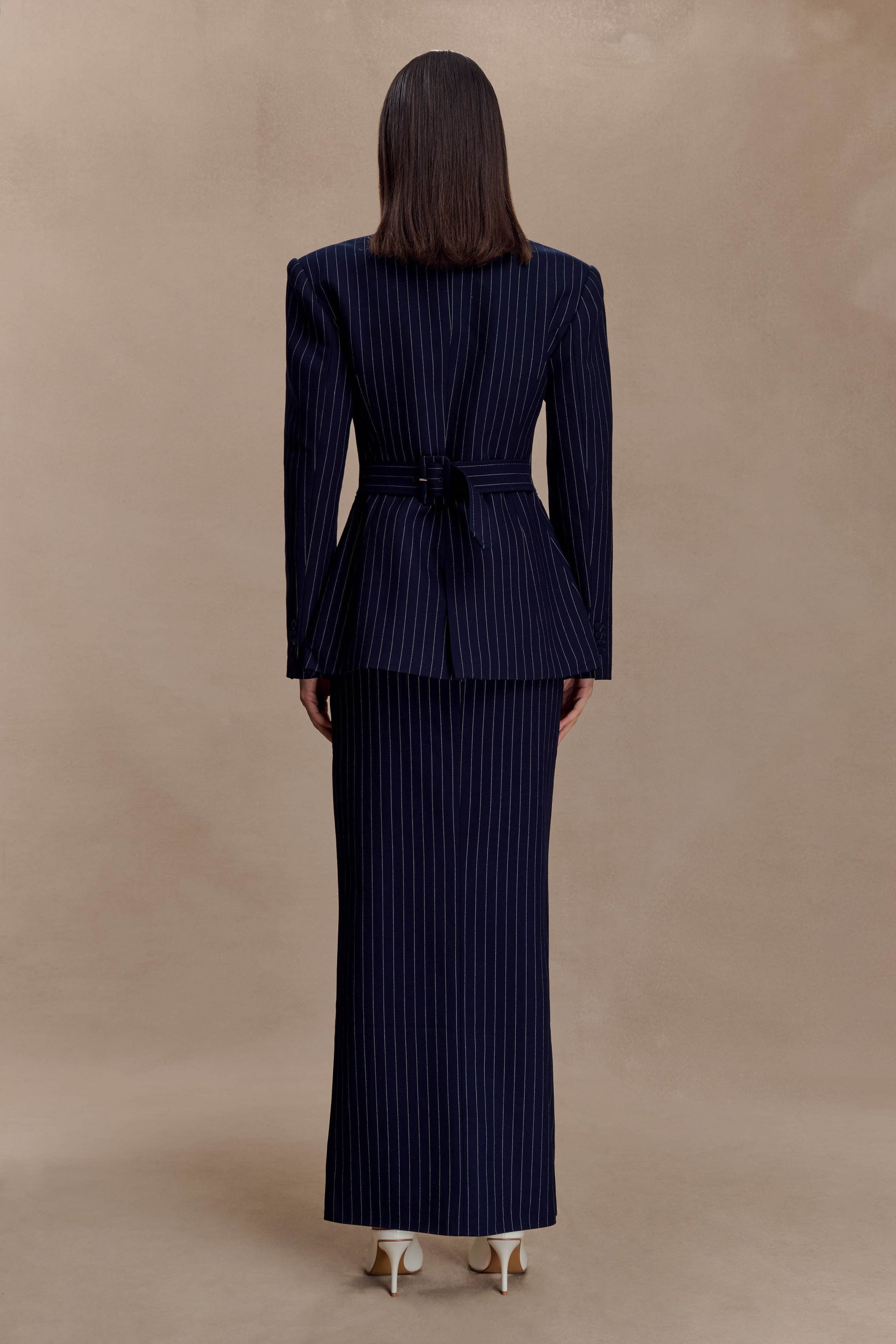 Cassie Column Maxi Skirt - Navy Pinstripe #2