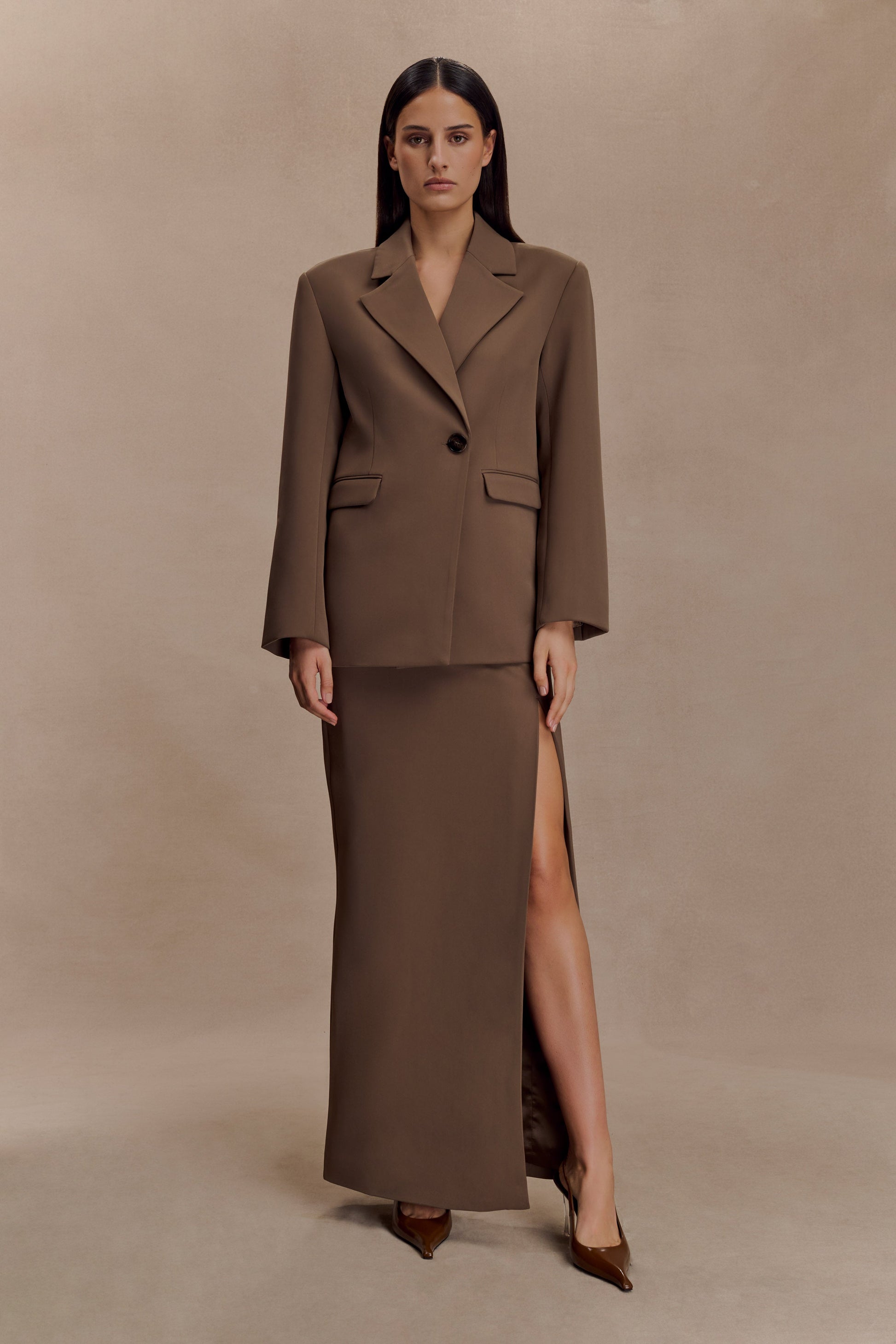 Cassie Column Maxi Skirt - Cacao Brown #2