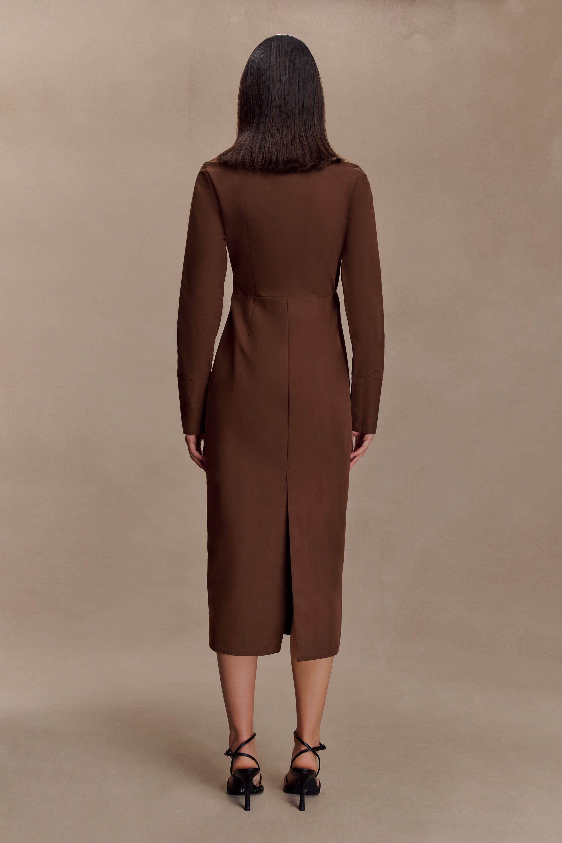 Mikaila Asymmetric Shirt Dress - Dark Chocolate #4