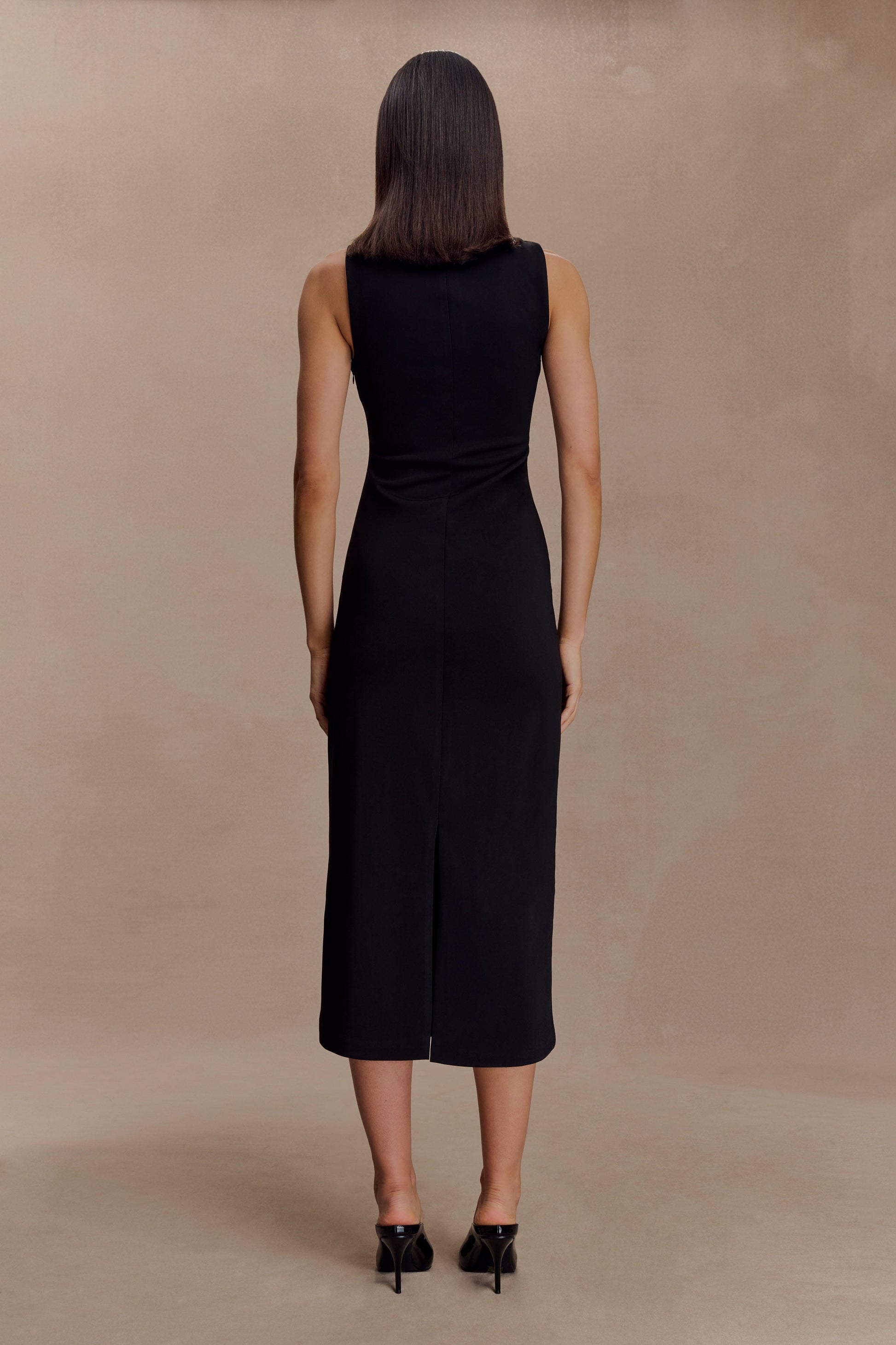 Norah Sleeveless Crepe Midi Dress - Black #2