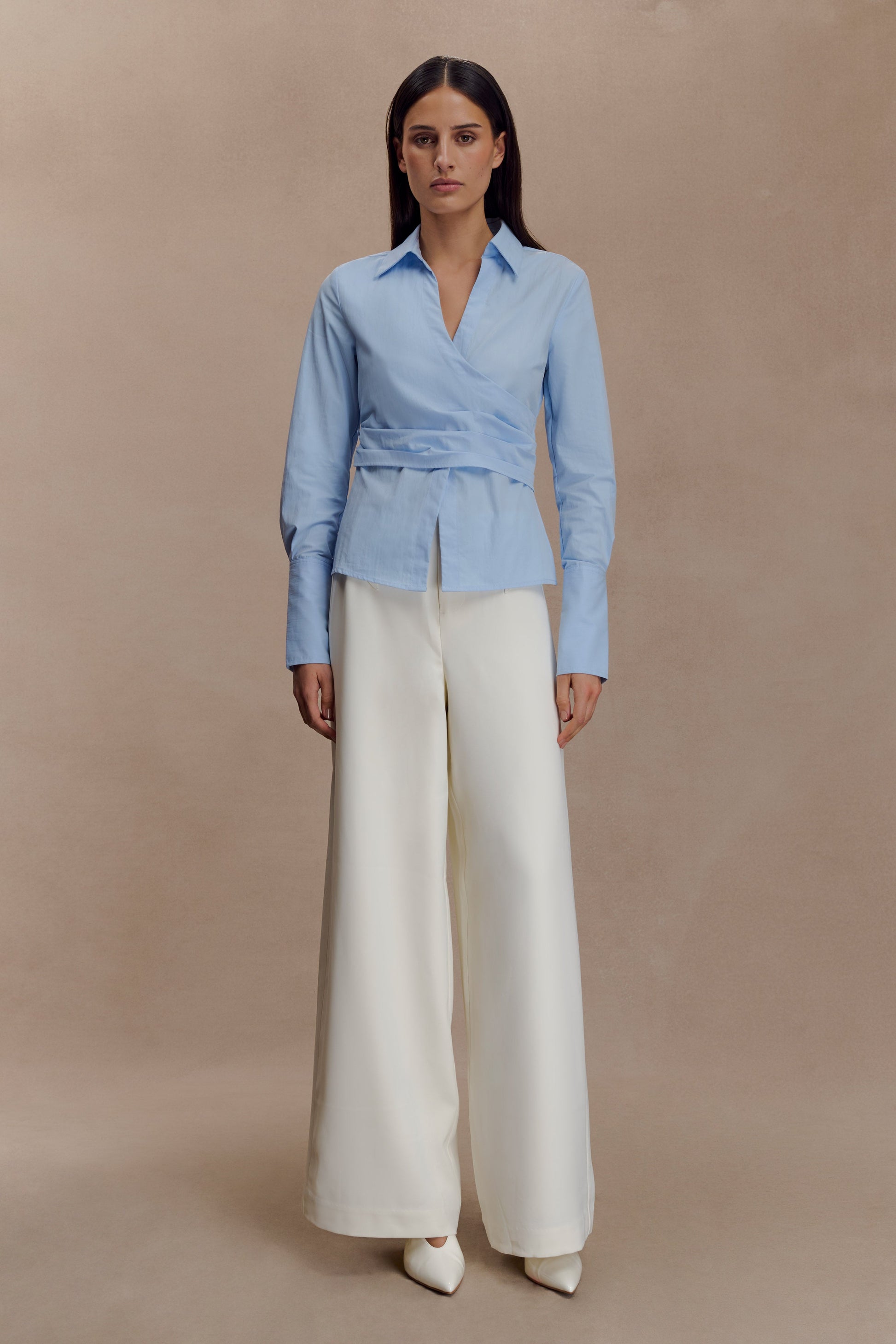 Eugenia Wrap Cotton Shirt - Blue #6