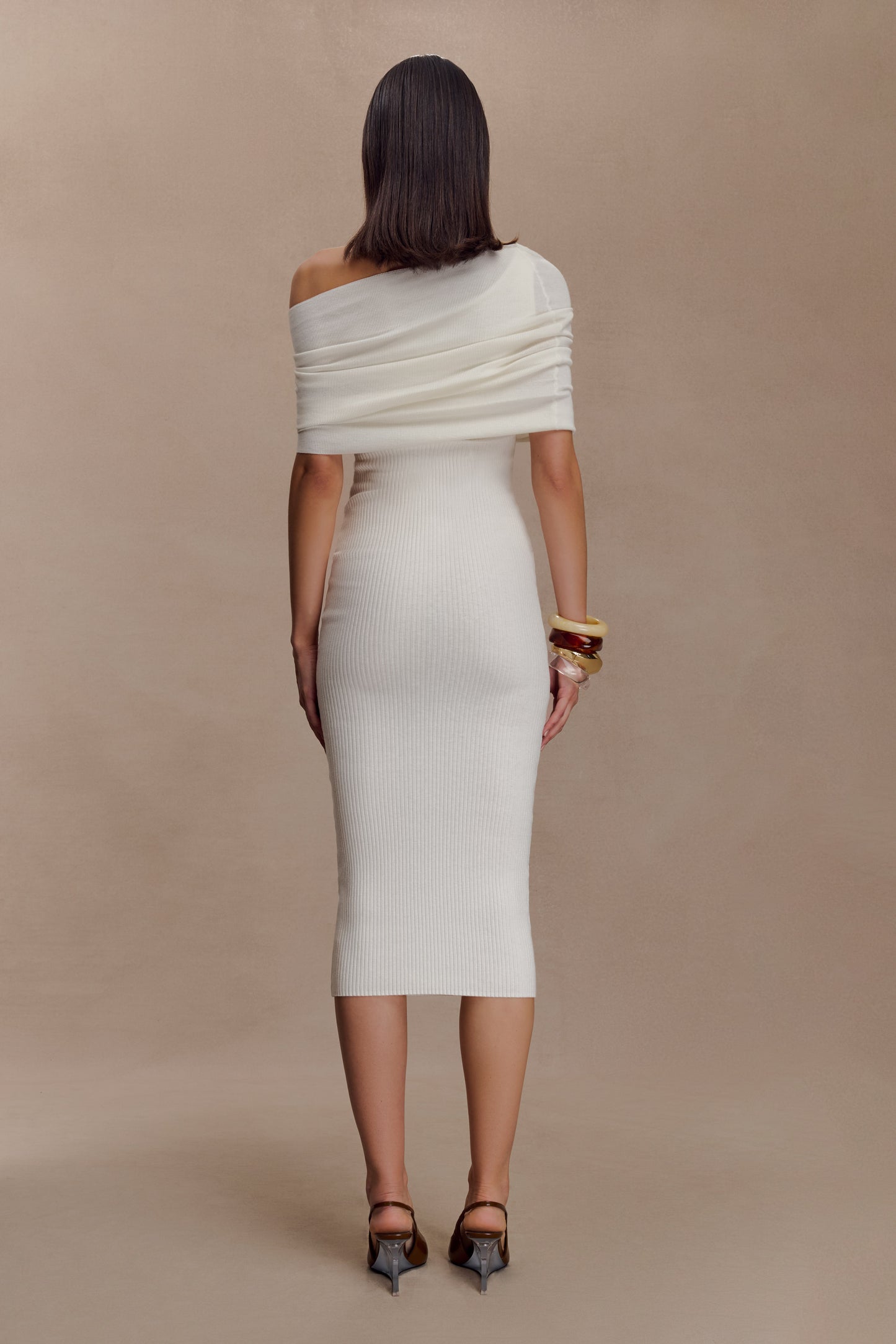 Zandie Cashmere Blend Knit Midi Dress - Ivory