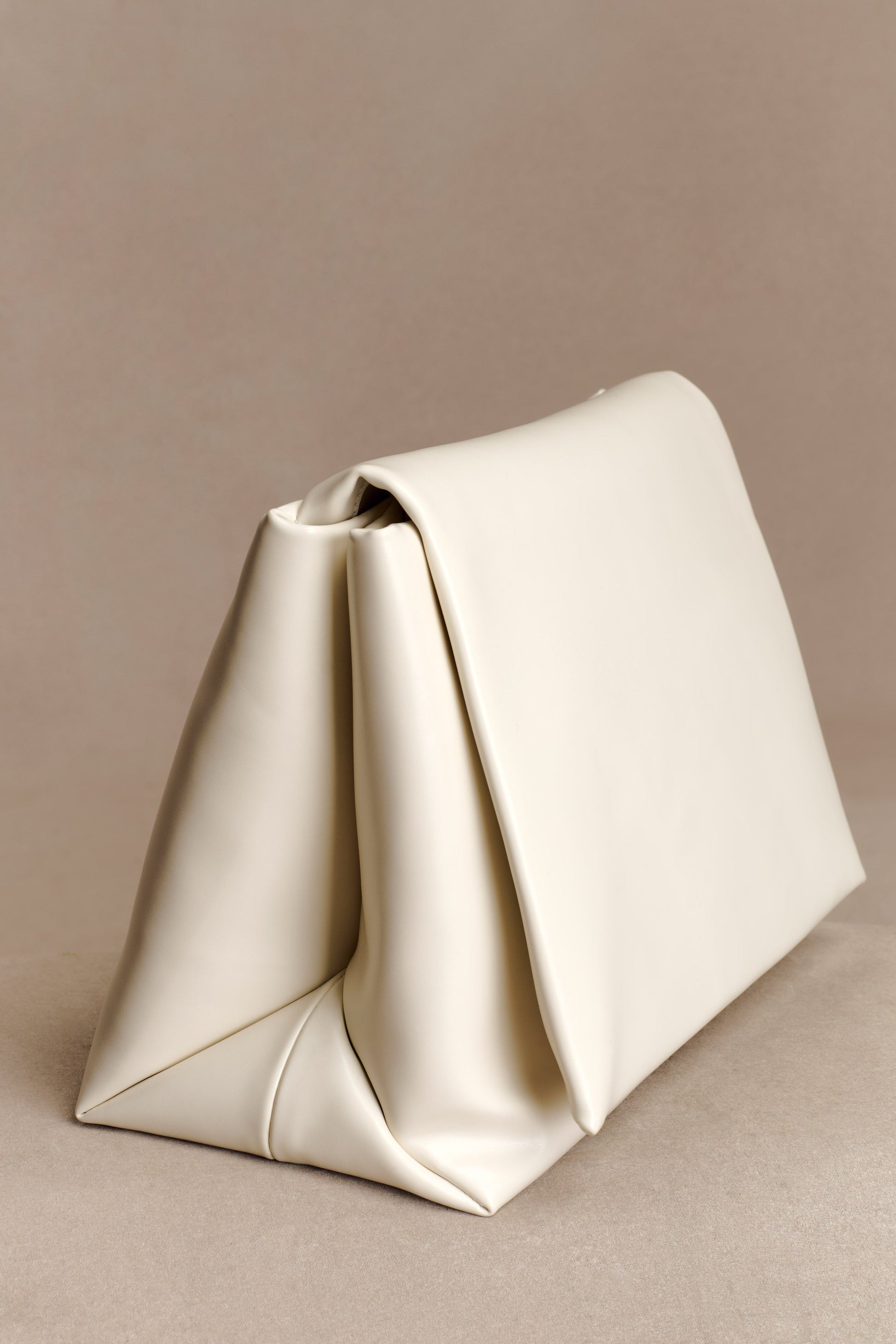 Kiera Faux Leather Oversized Clutch - Ivory #3
