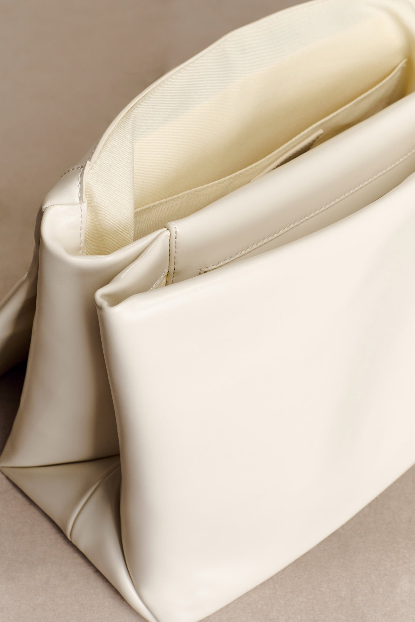 Kiera Faux Leather Oversized Clutch - Ivory