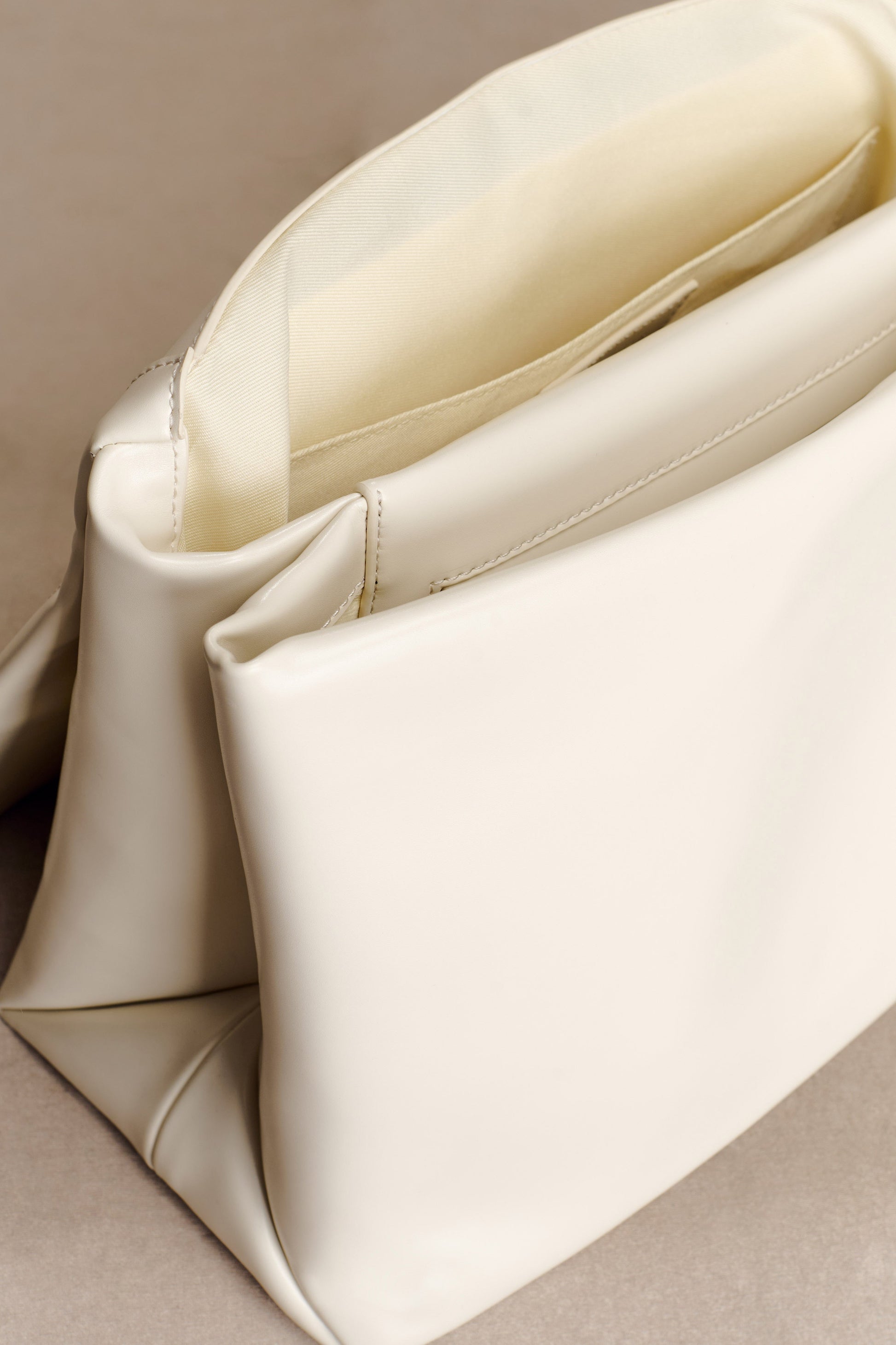 Kiera Faux Leather Oversized Clutch - Ivory #4