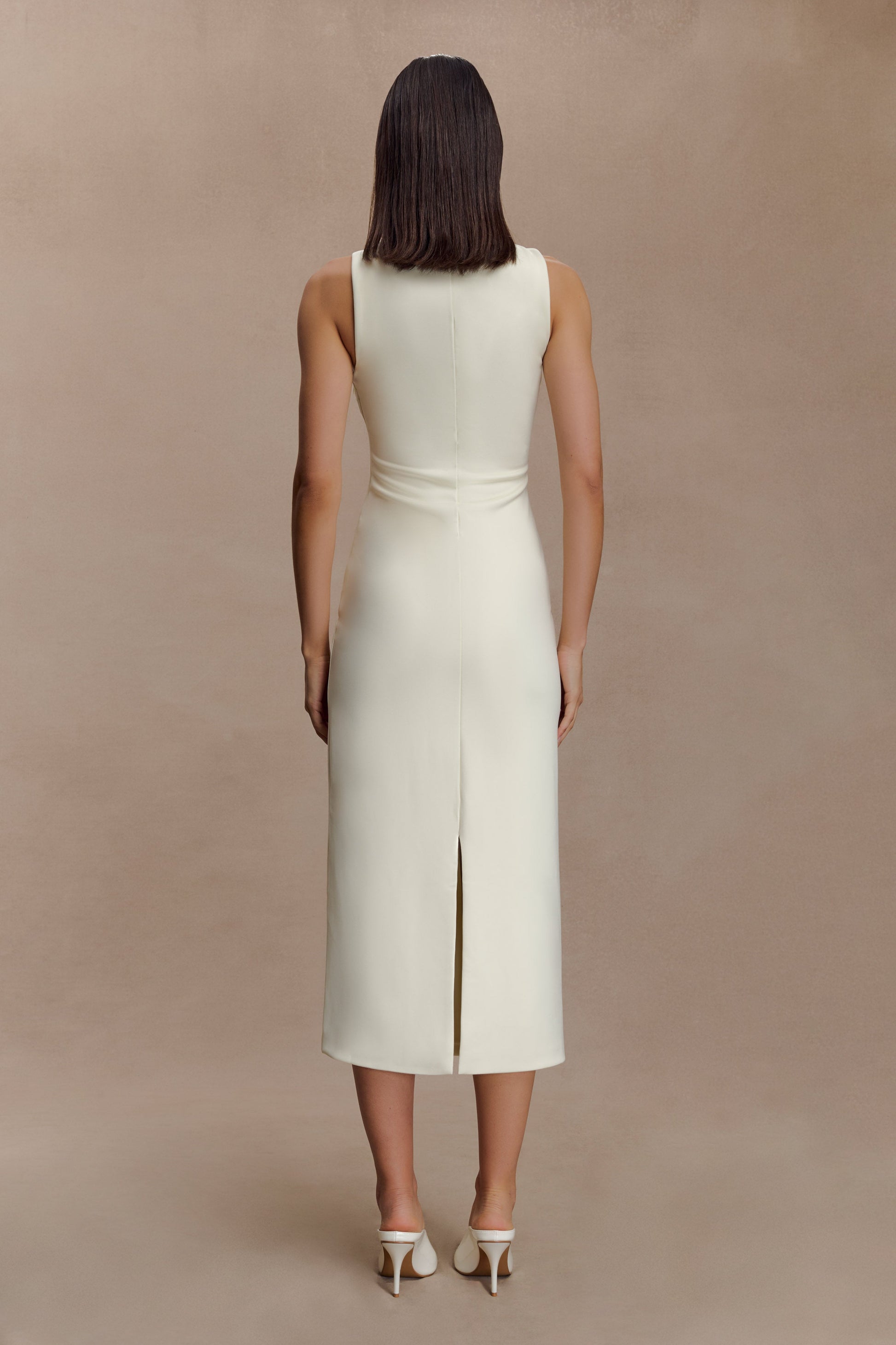 Norah Sleeveless Crepe Midi Dress - Ivory #2