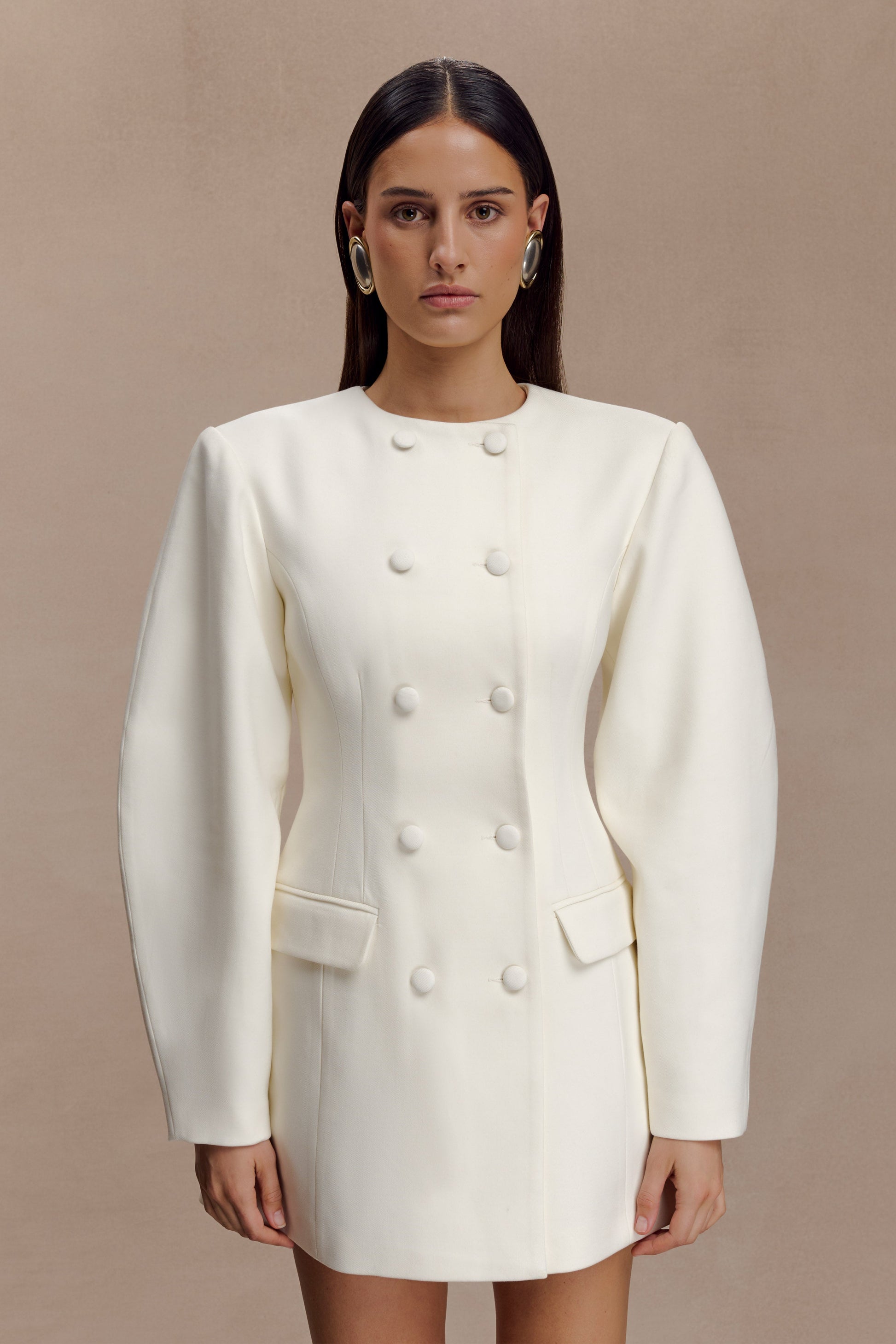 Beatrice Blazer Mini Dress - Ivory #3