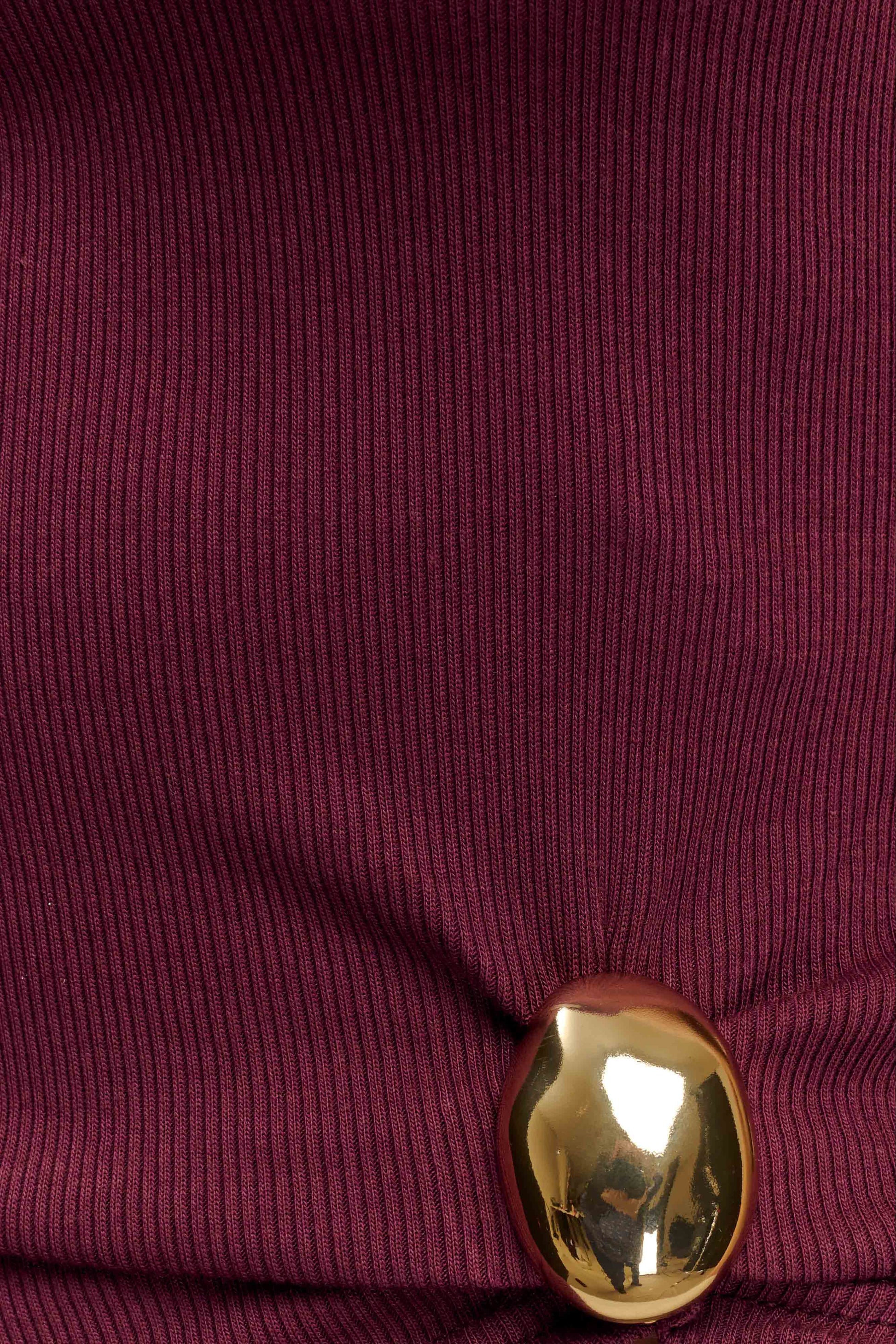 Lola Ribbed Sleeveless Top With Hardware - Burgundy #6