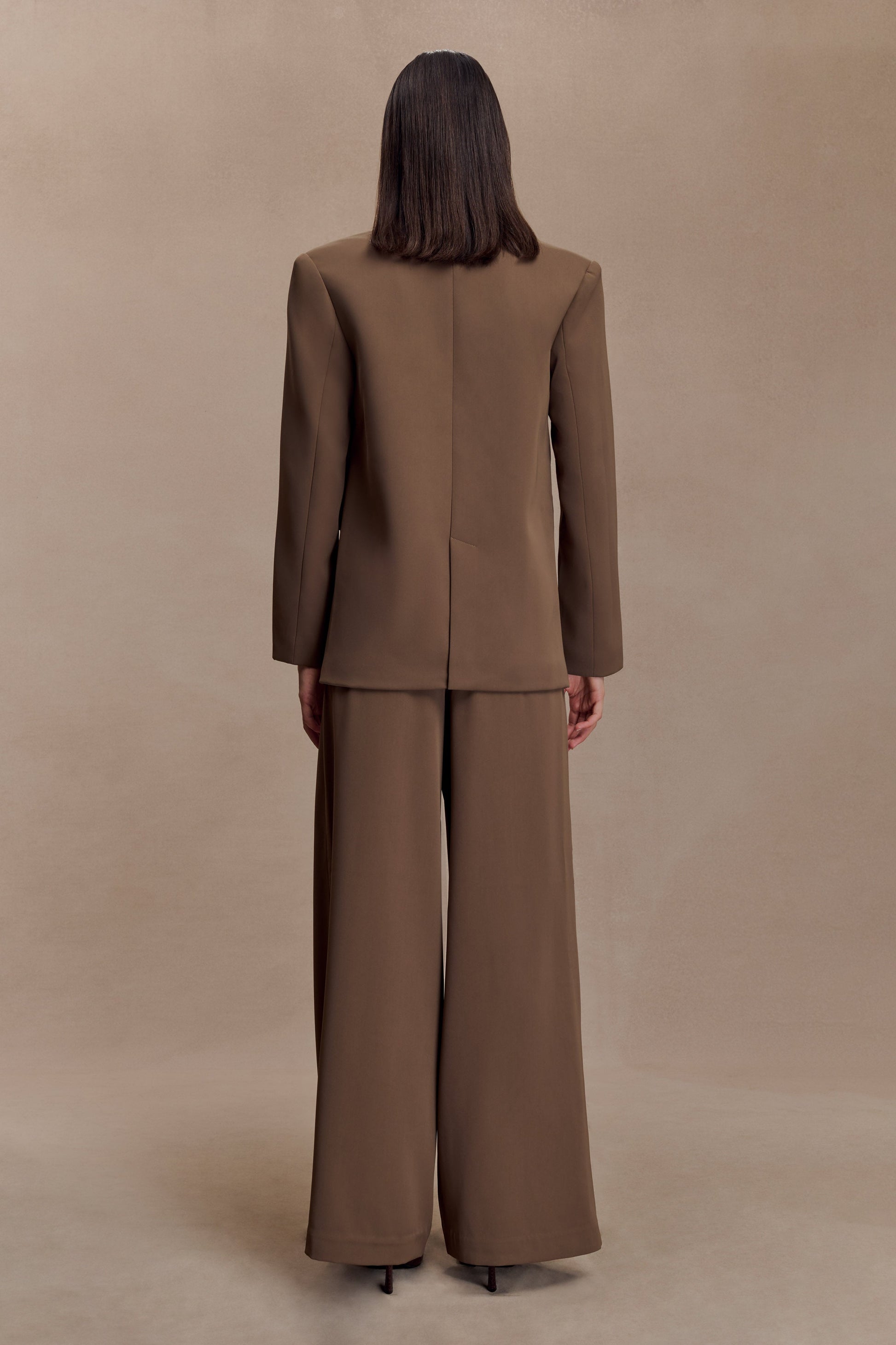 Arlo Wide Leg Suiting Trouser - Cacao Brown #2