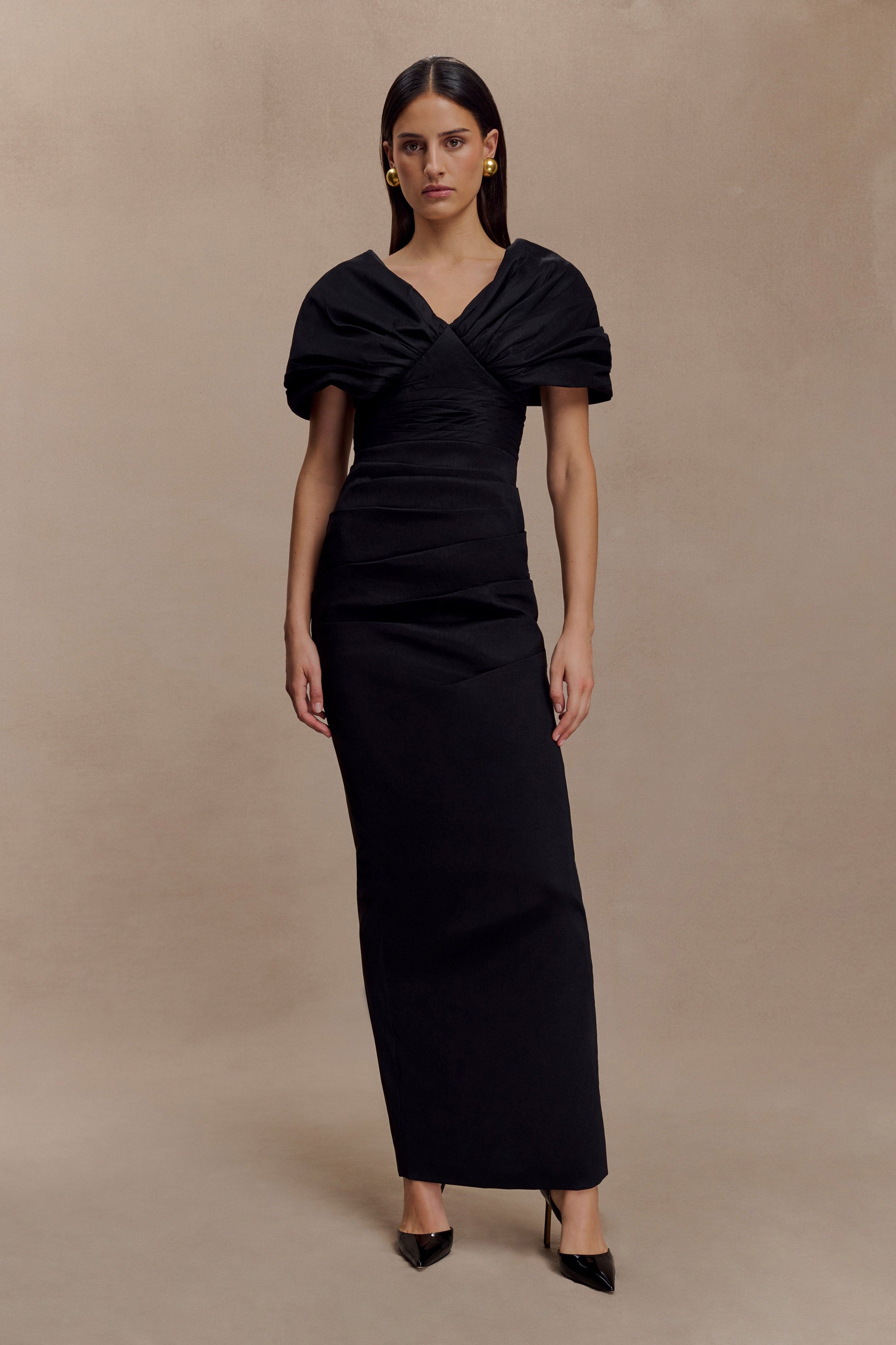 Thelma Bardot Maxi Dress - Black #5