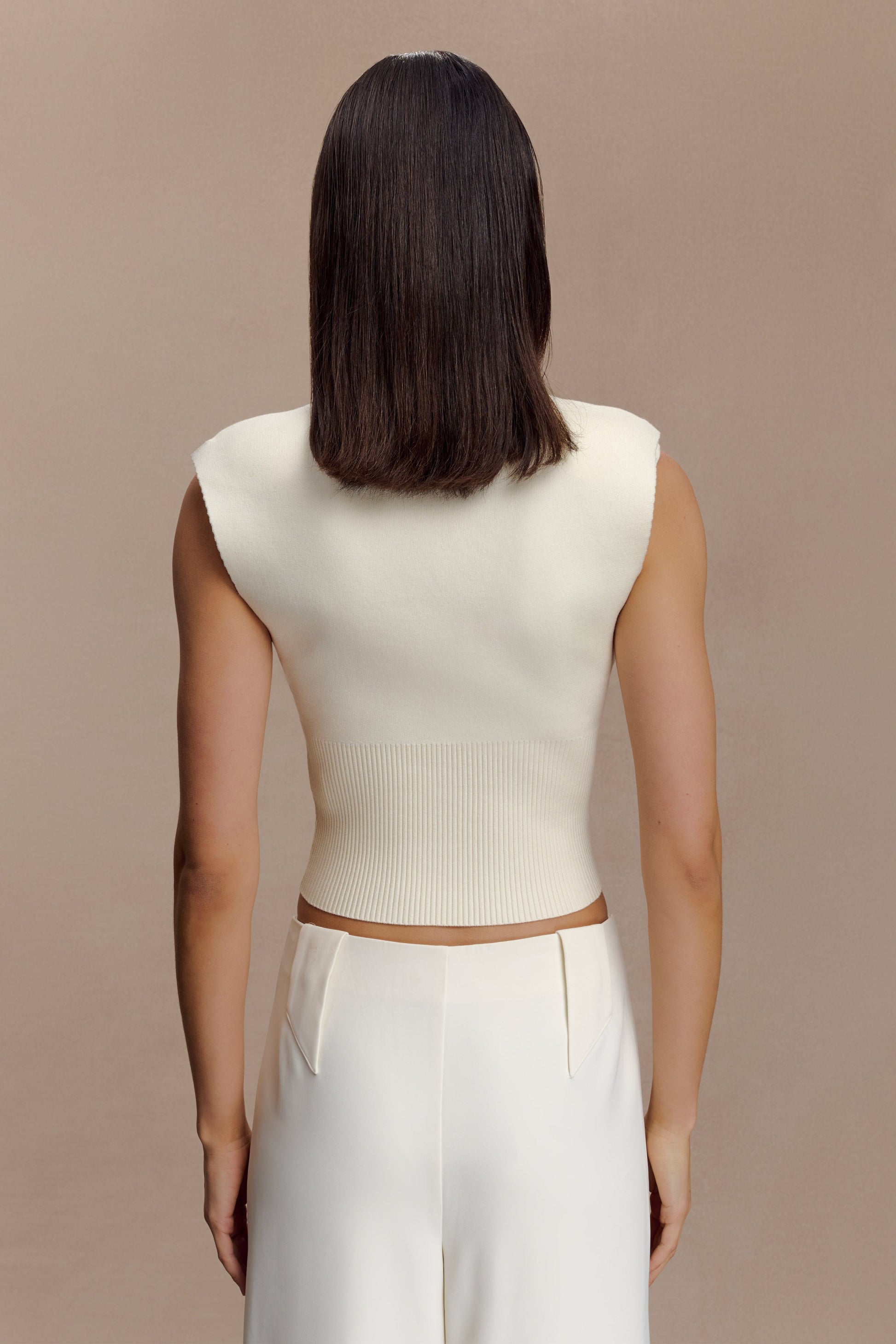 Sharpay Sleeveless Knit Top - Ivory #2